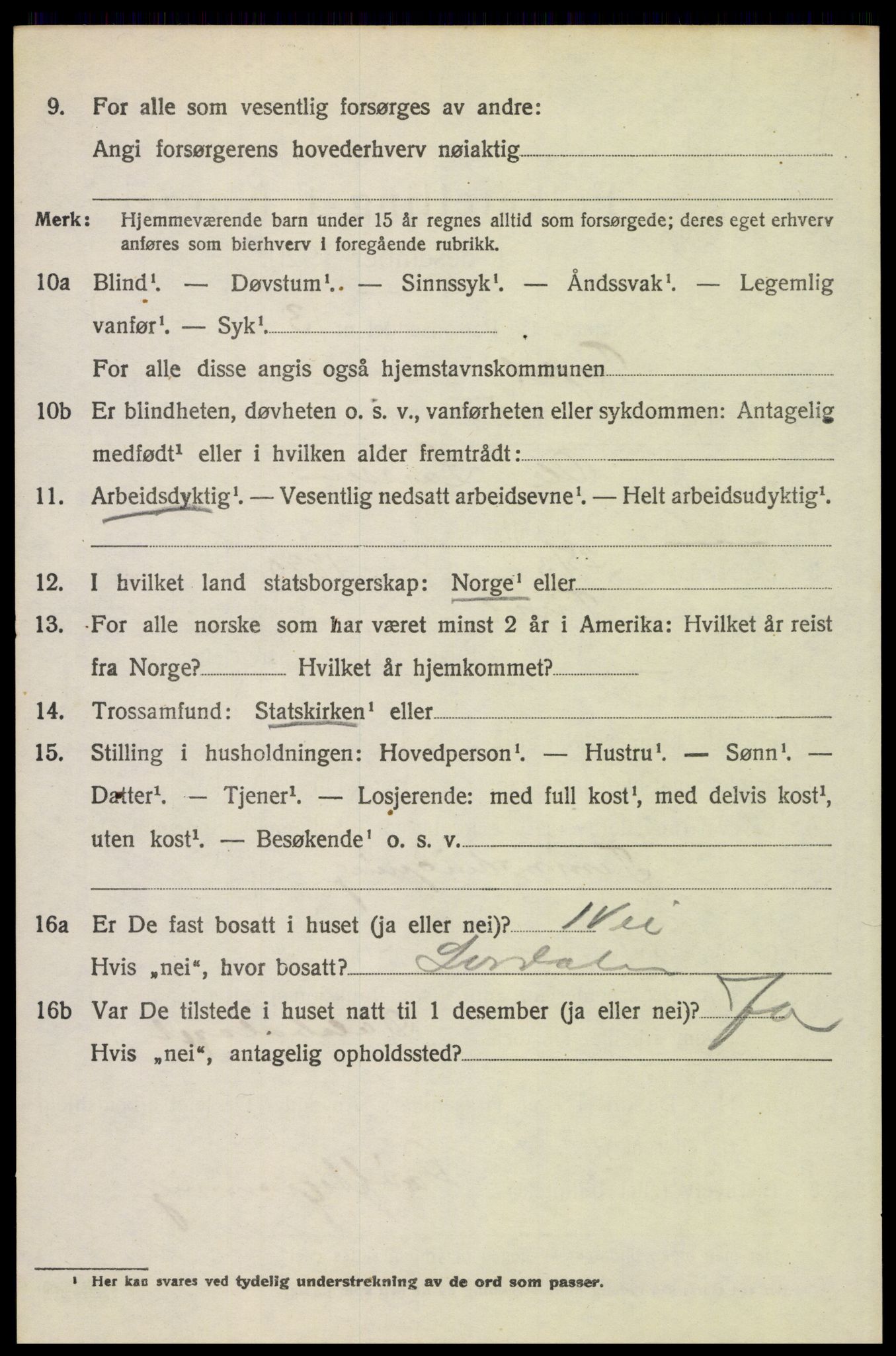 SAH, 1920 census for Trysil, 1920, p. 6198