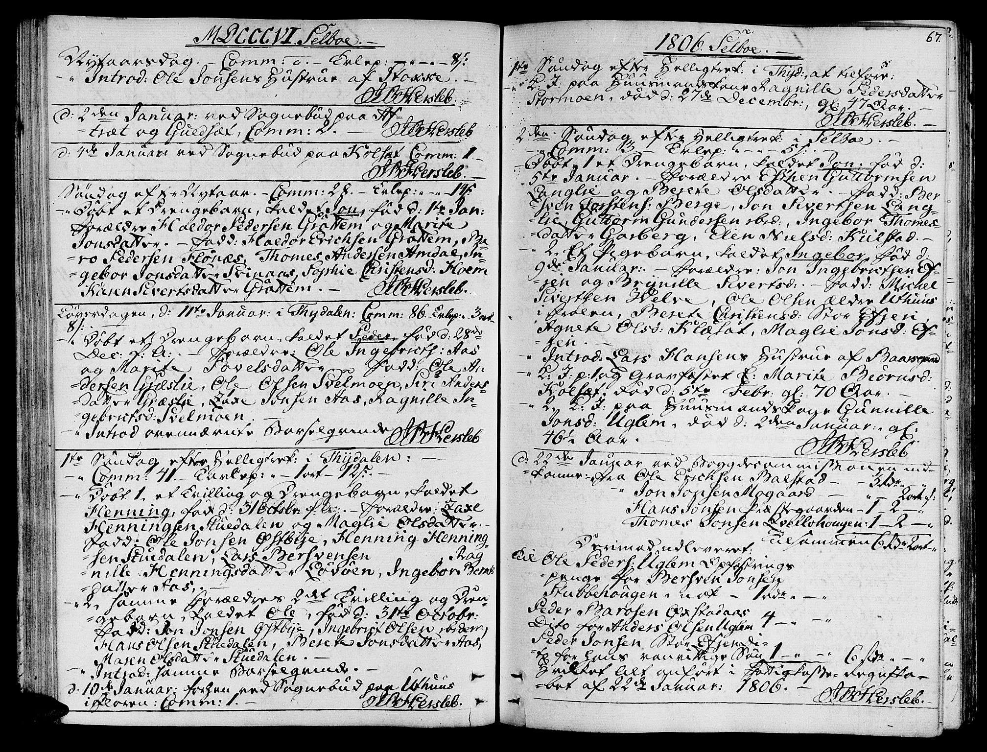 Ministerialprotokoller, klokkerbøker og fødselsregistre - Sør-Trøndelag, SAT/A-1456/695/L1140: Parish register (official) no. 695A03, 1801-1815, p. 67