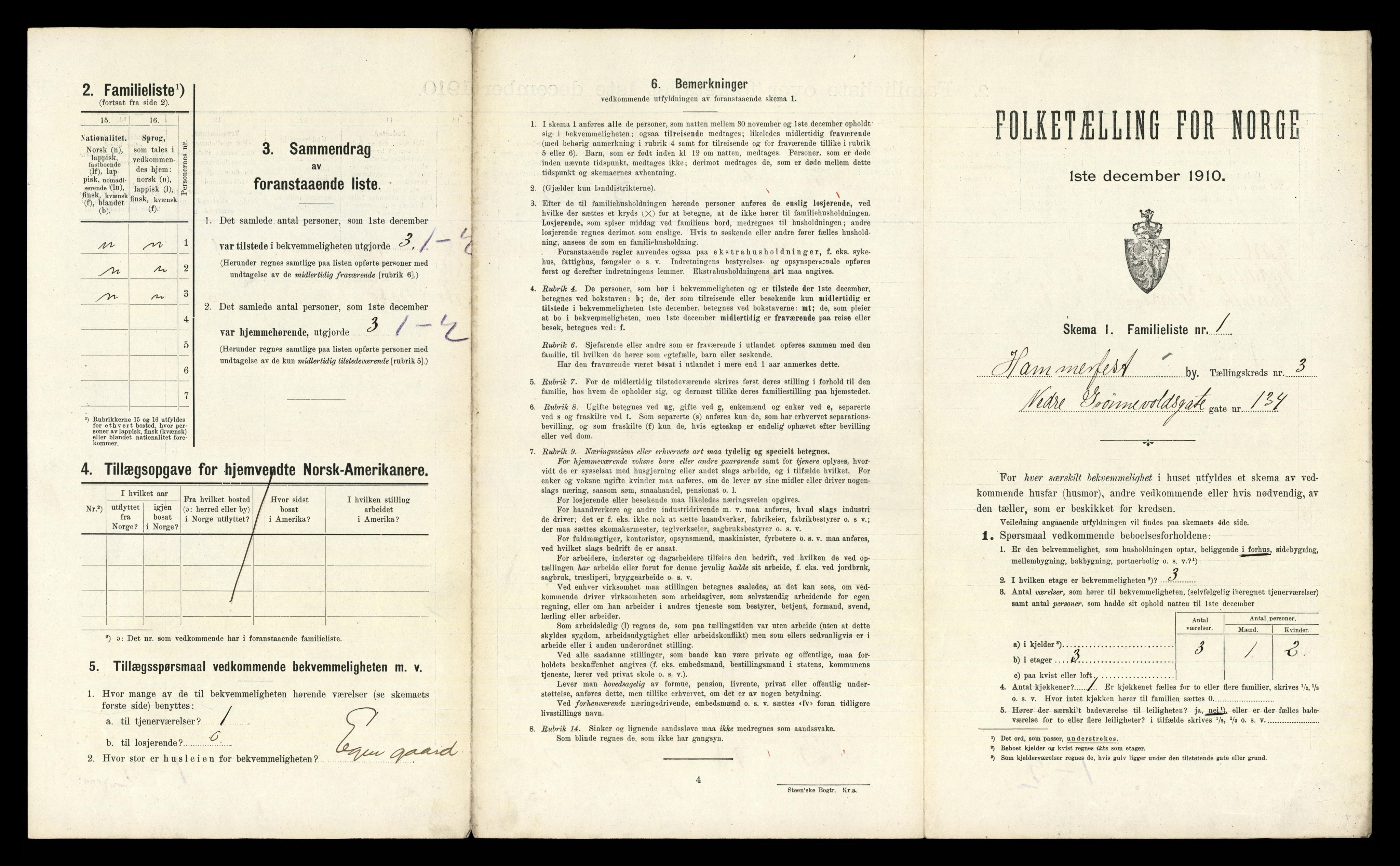 RA, 1910 census for Hammerfest, 1910, p. 1090