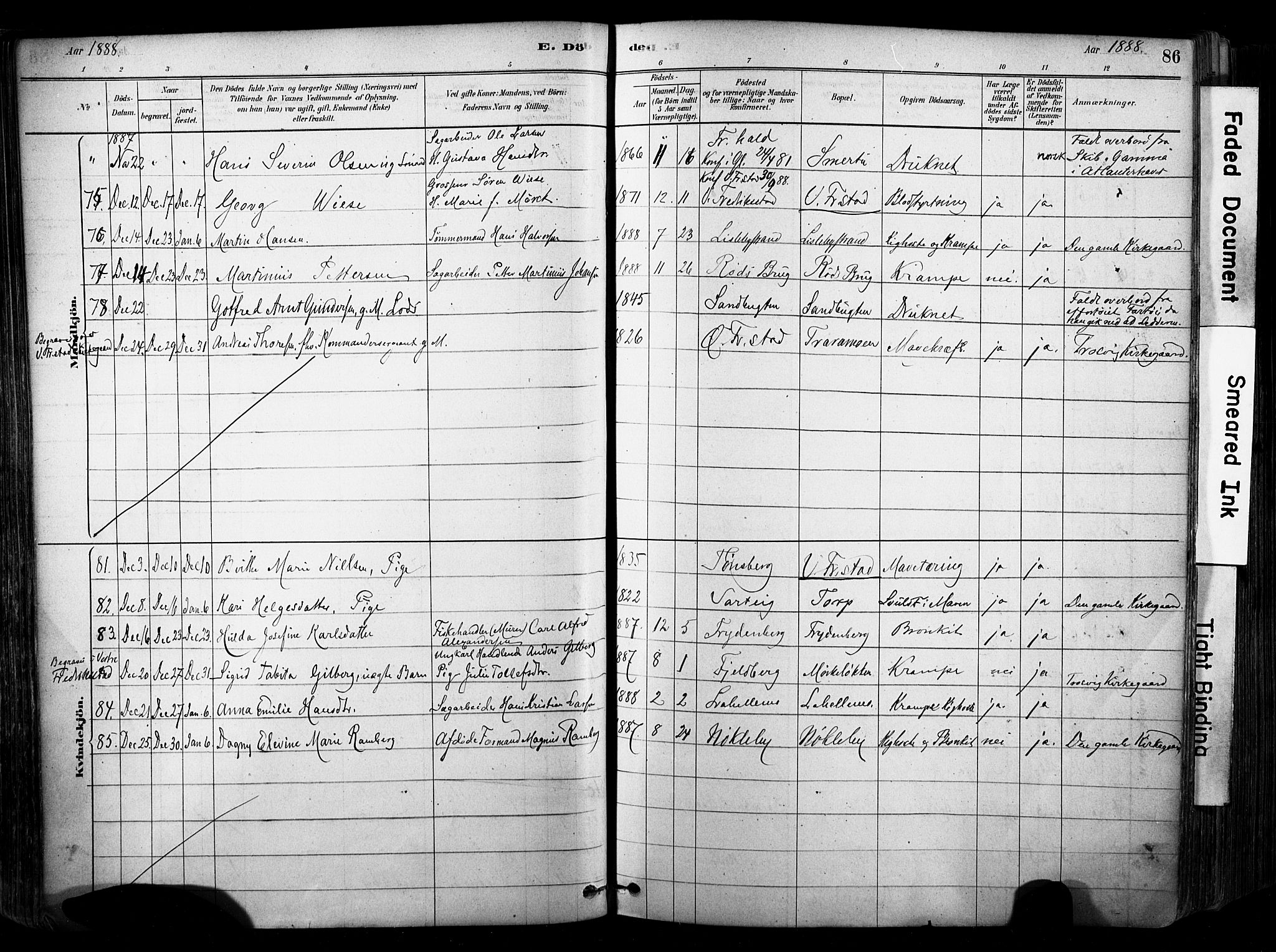 Glemmen prestekontor Kirkebøker, AV/SAO-A-10908/F/Fa/L0012: Parish register (official) no. 12, 1878-1973, p. 86
