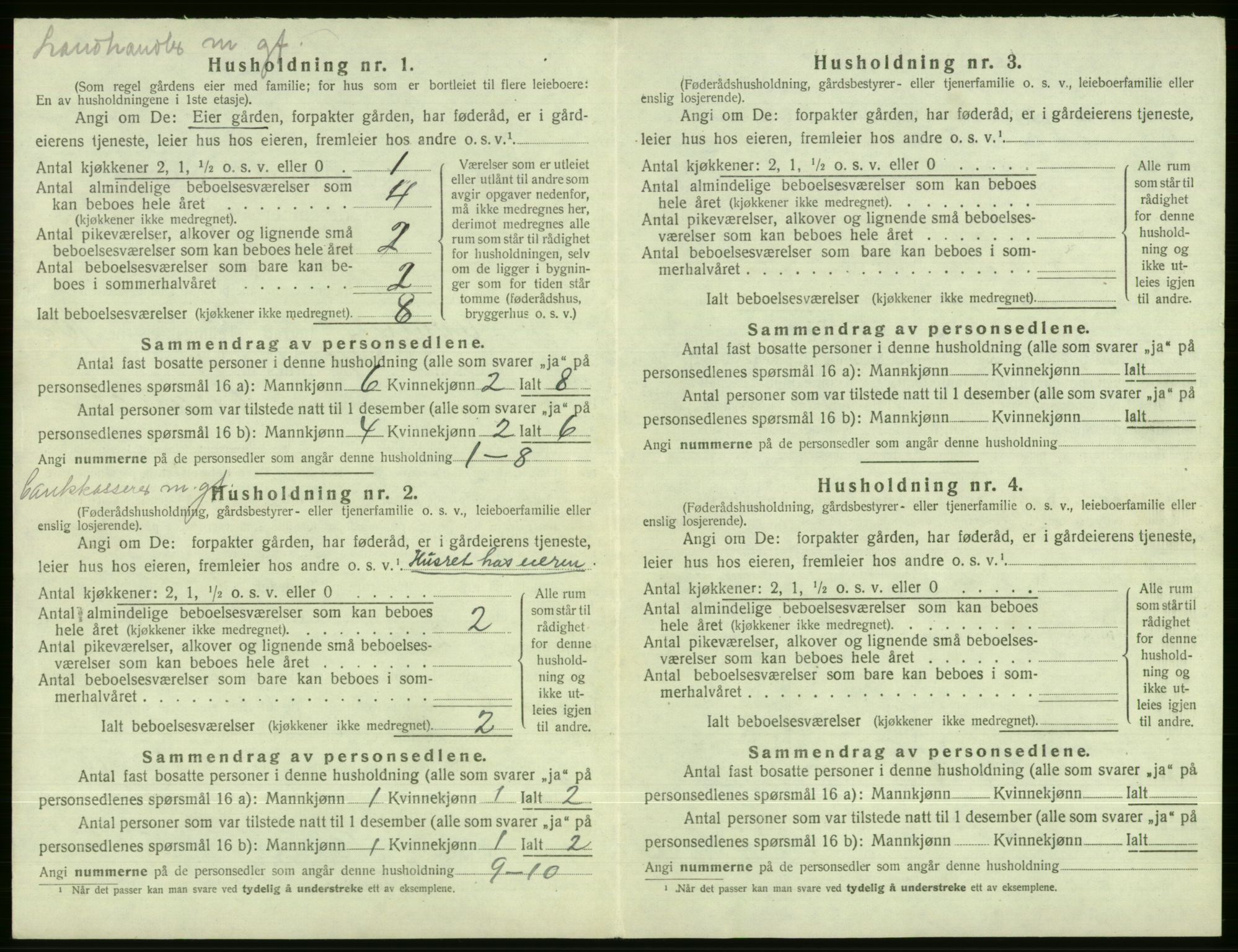 SAB, 1920 census for Evanger, 1920, p. 458