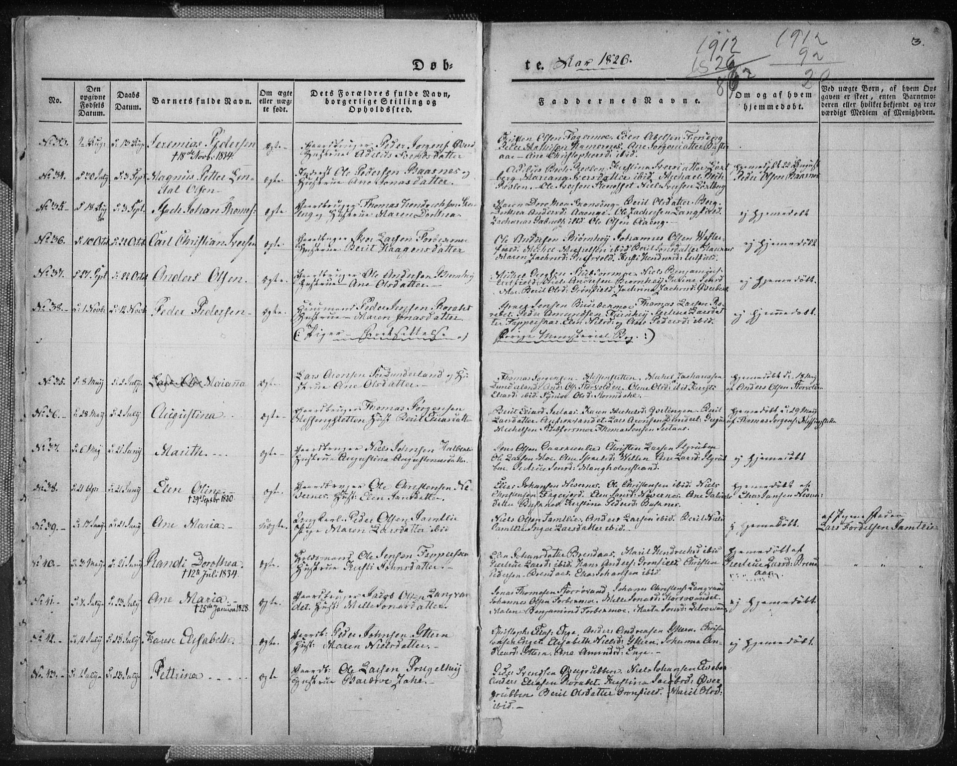 Ministerialprotokoller, klokkerbøker og fødselsregistre - Nordland, SAT/A-1459/827/L0390: Parish register (official) no. 827A02, 1826-1841, p. 3