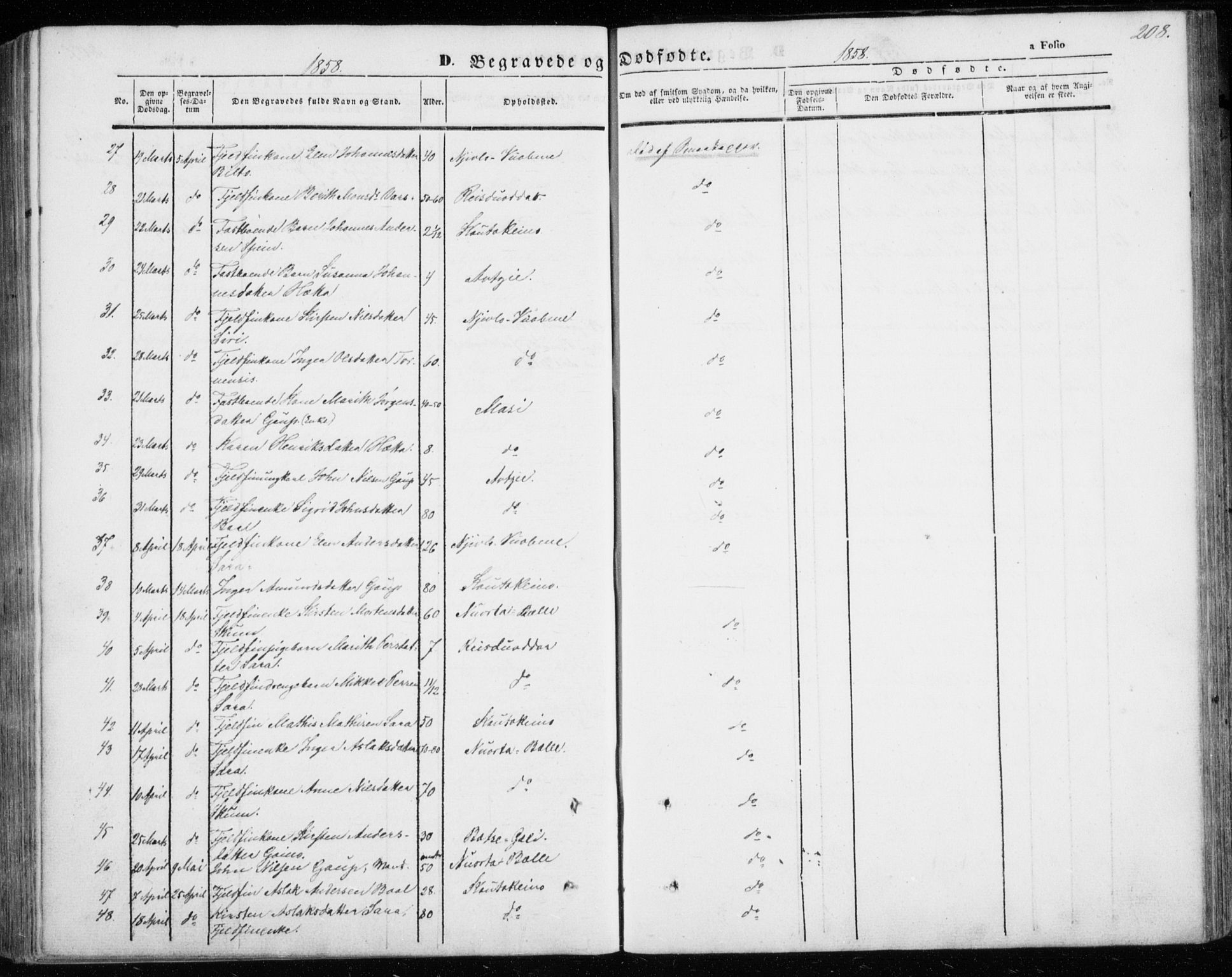 Kautokeino sokneprestembete, SATØ/S-1340/H/Ha/L0002.kirke: Parish register (official) no. 2, 1843-1861, p. 208