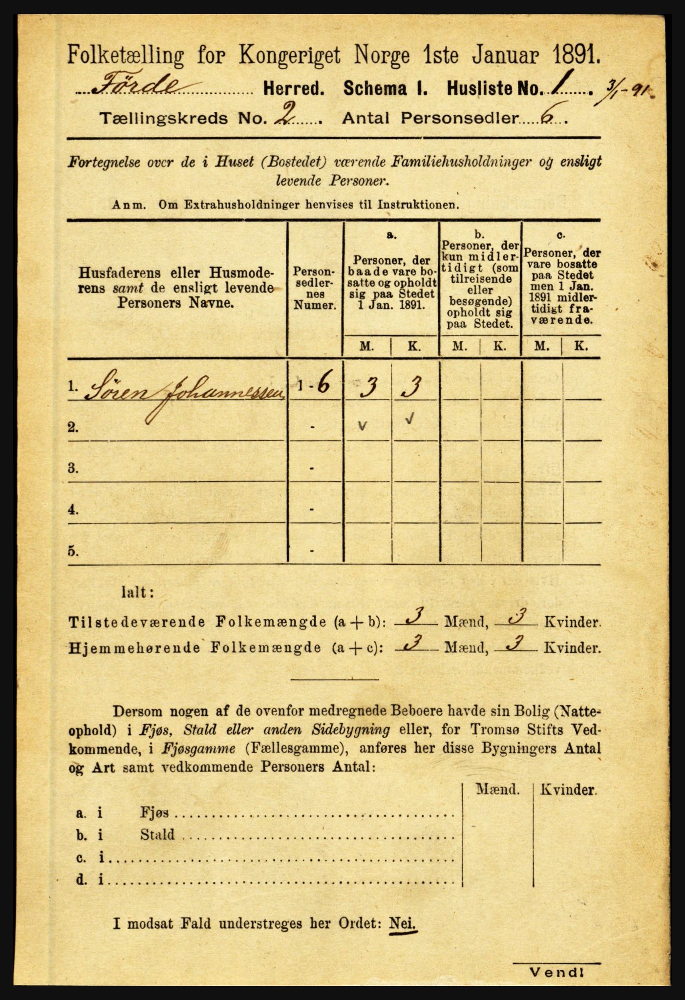 RA, 1891 census for 1432 Førde, 1891, p. 404