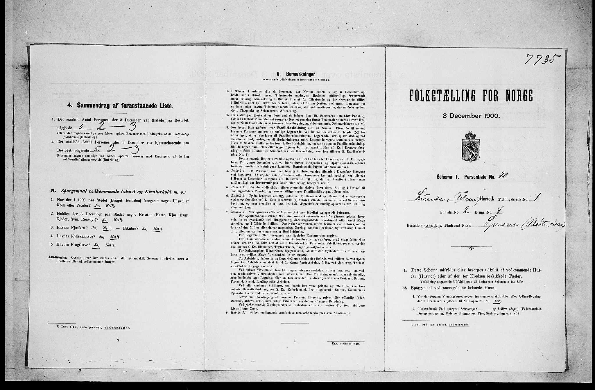 SAKO, 1900 census for Lunde, 1900, p. 108
