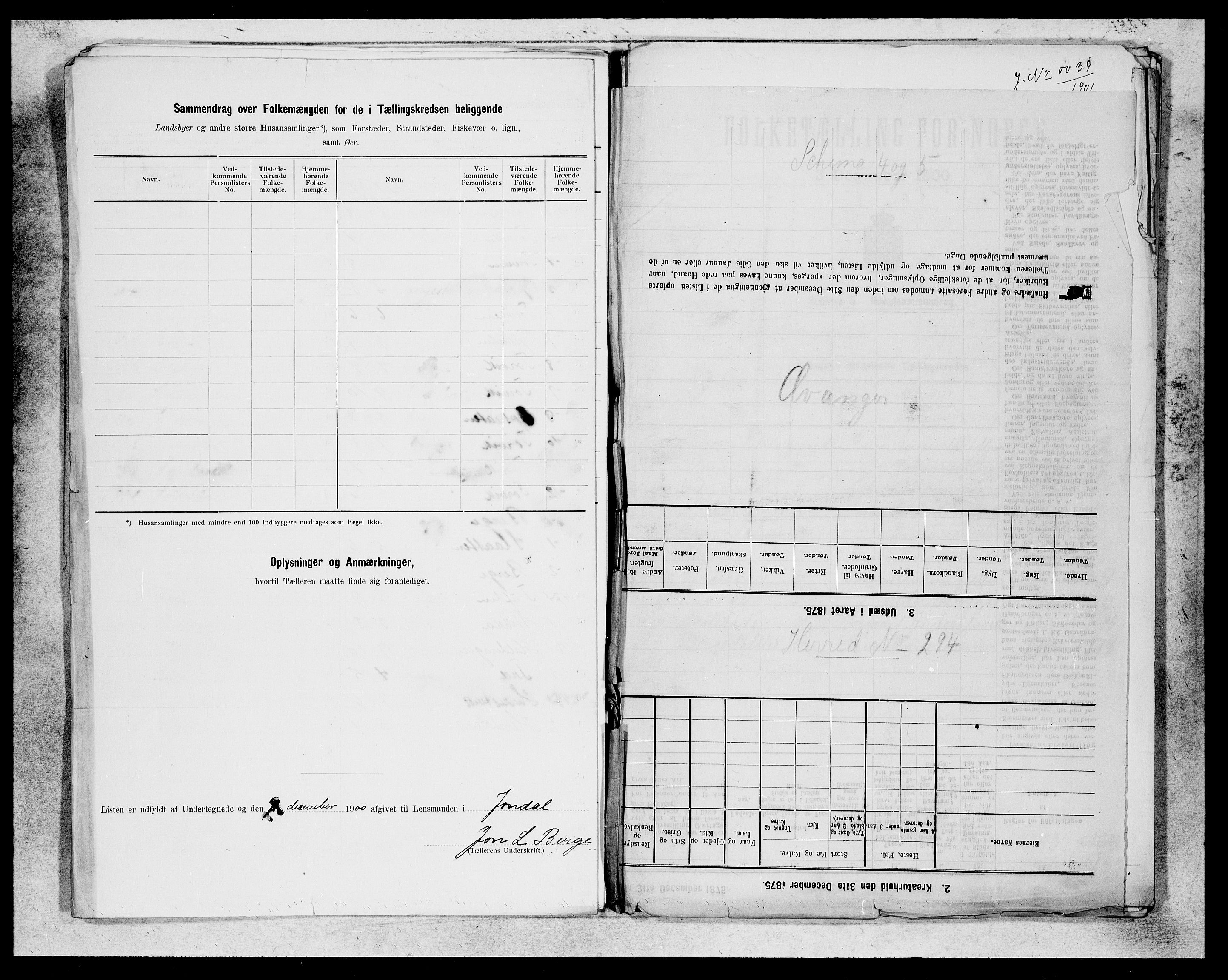 SAB, 1900 census for Jondal, 1900, p. 13