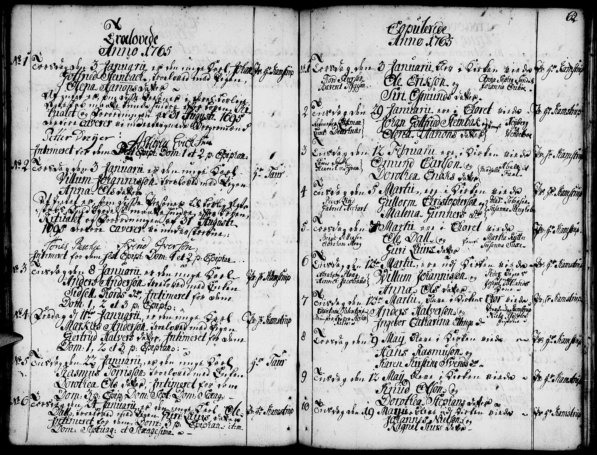 Domkirken sokneprestkontor, SAST/A-101812/001/30/30BA/L0004: Parish register (official) no. A 4, 1744-1782, p. 62