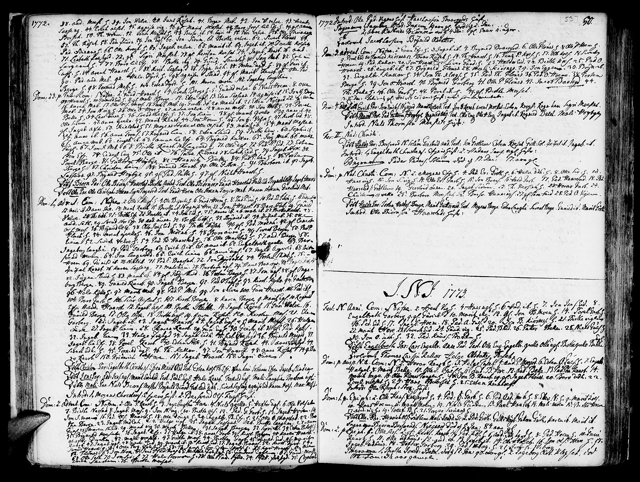 Ministerialprotokoller, klokkerbøker og fødselsregistre - Sør-Trøndelag, SAT/A-1456/695/L1138: Parish register (official) no. 695A02 /1, 1757-1801, p. 53