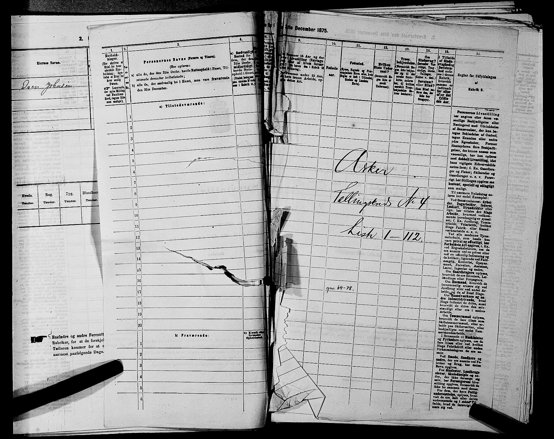 RA, 1875 census for 0220P Asker, 1875, p. 780