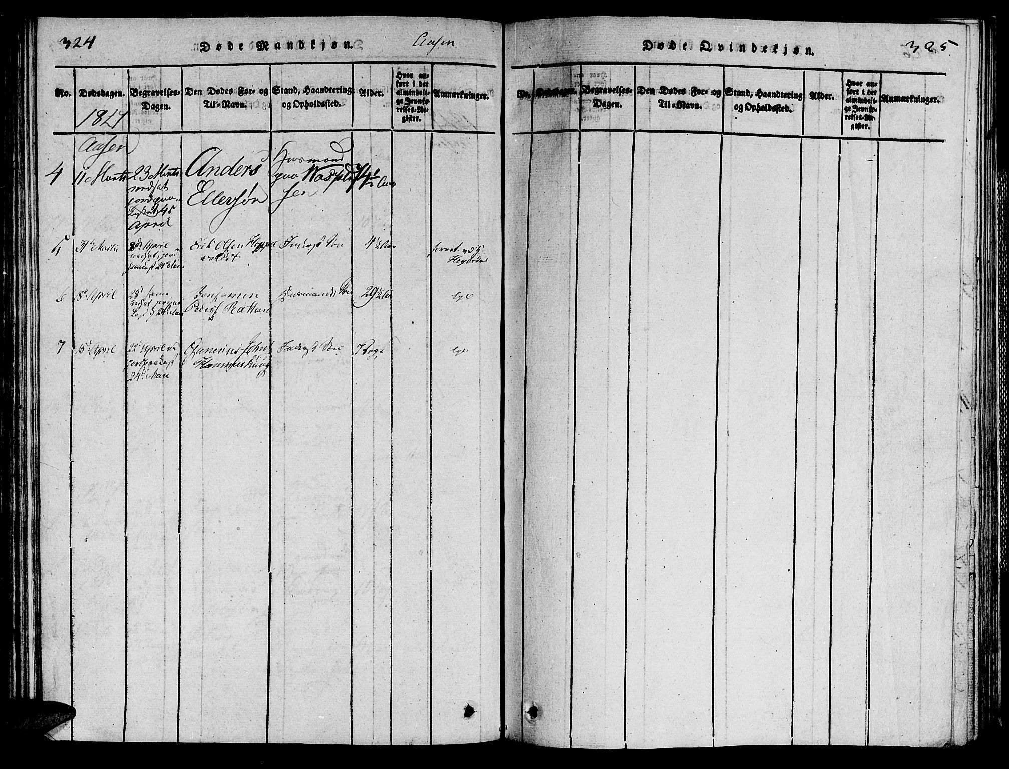 Ministerialprotokoller, klokkerbøker og fødselsregistre - Nord-Trøndelag, SAT/A-1458/713/L0112: Parish register (official) no. 713A04 /2, 1817-1827, p. 324-325