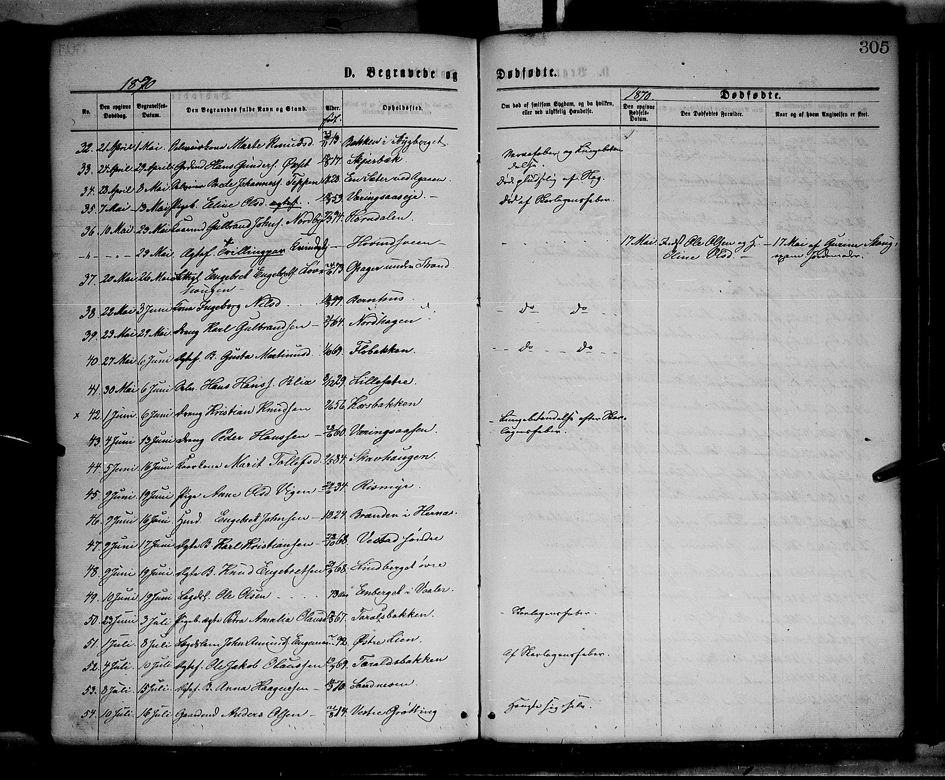 Elverum prestekontor, AV/SAH-PREST-044/H/Ha/Haa/L0011: Parish register (official) no. 11, 1869-1879, p. 305