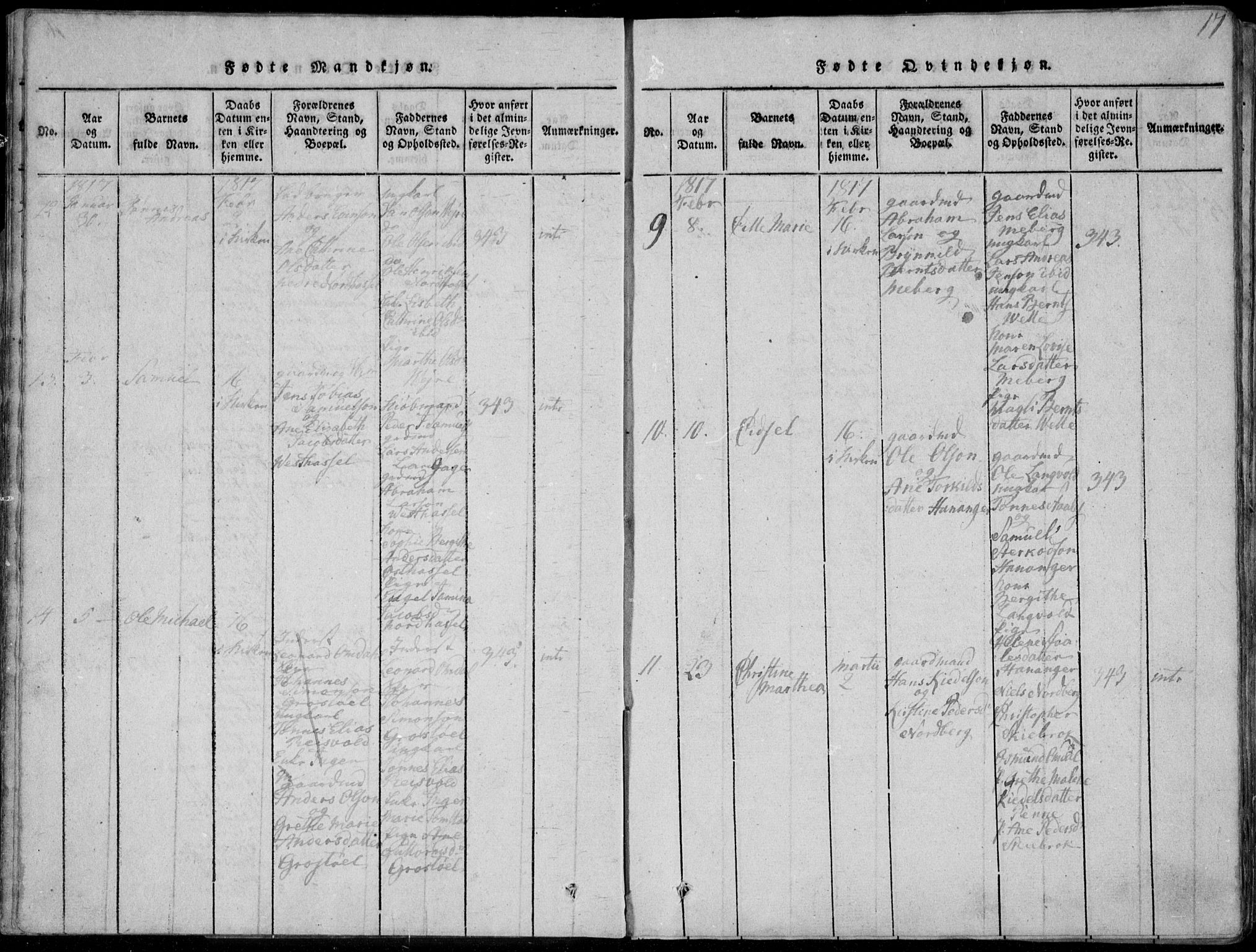 Lista sokneprestkontor, SAK/1111-0027/F/Fa/L0007: Parish register (official) no. A 7, 1816-1823, p. 17