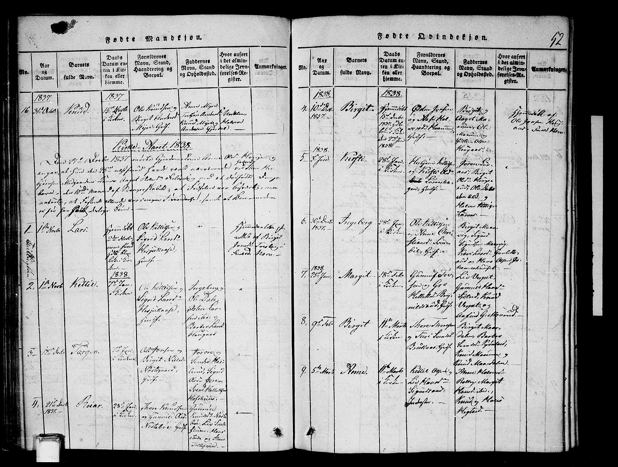 Tinn kirkebøker, SAKO/A-308/G/Gb/L0001: Parish register (copy) no. II 1 /2, 1837-1850, p. 52