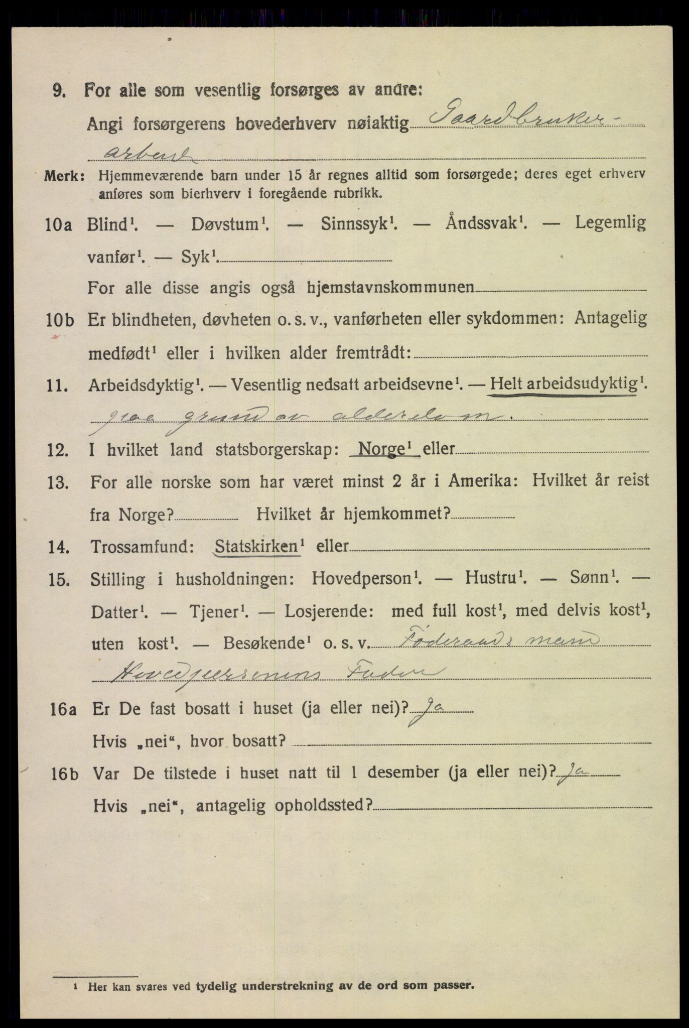 SAK, 1920 census for Hægebostad, 1920, p. 874