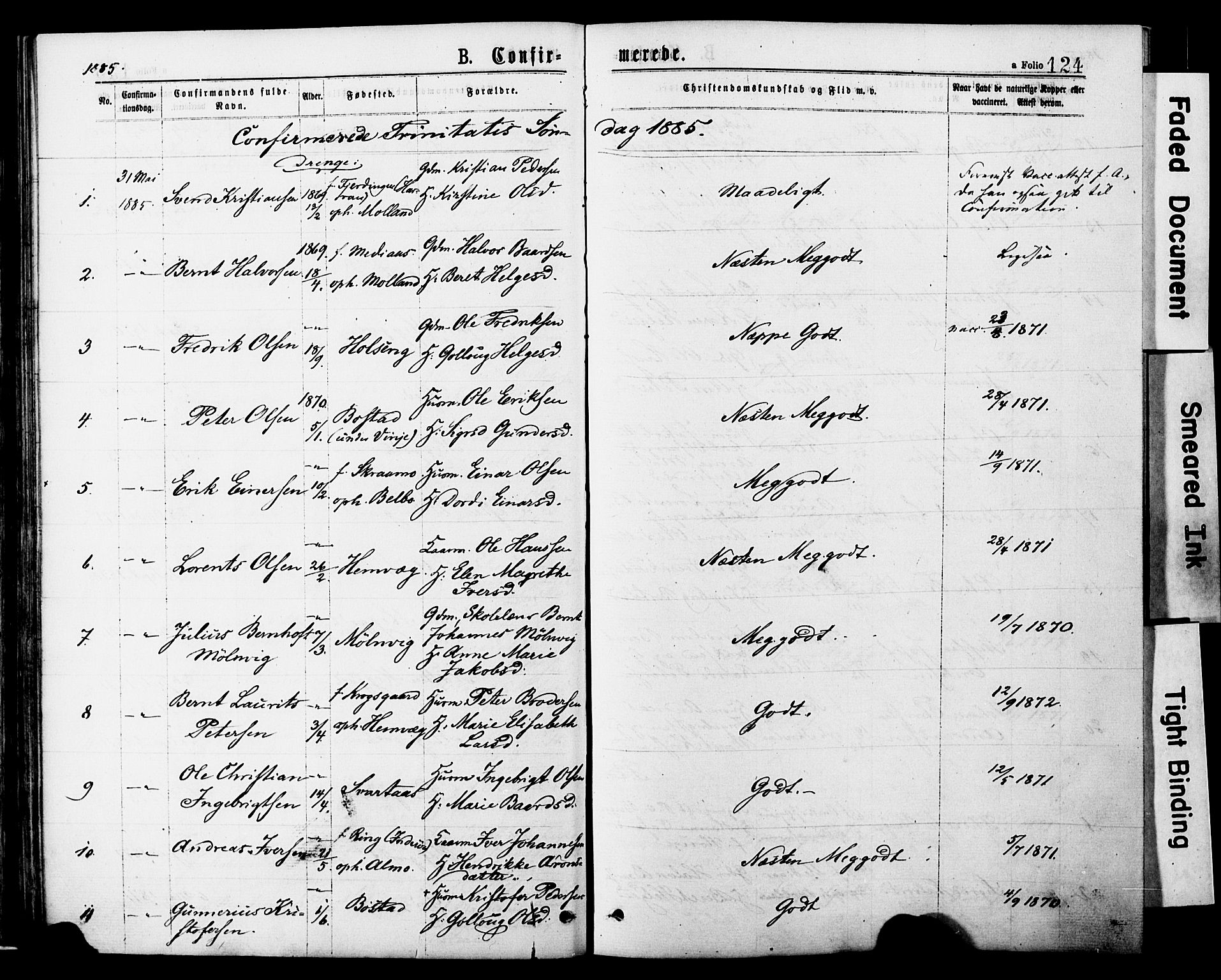 Ministerialprotokoller, klokkerbøker og fødselsregistre - Nord-Trøndelag, SAT/A-1458/749/L0473: Parish register (official) no. 749A07, 1873-1887, p. 124