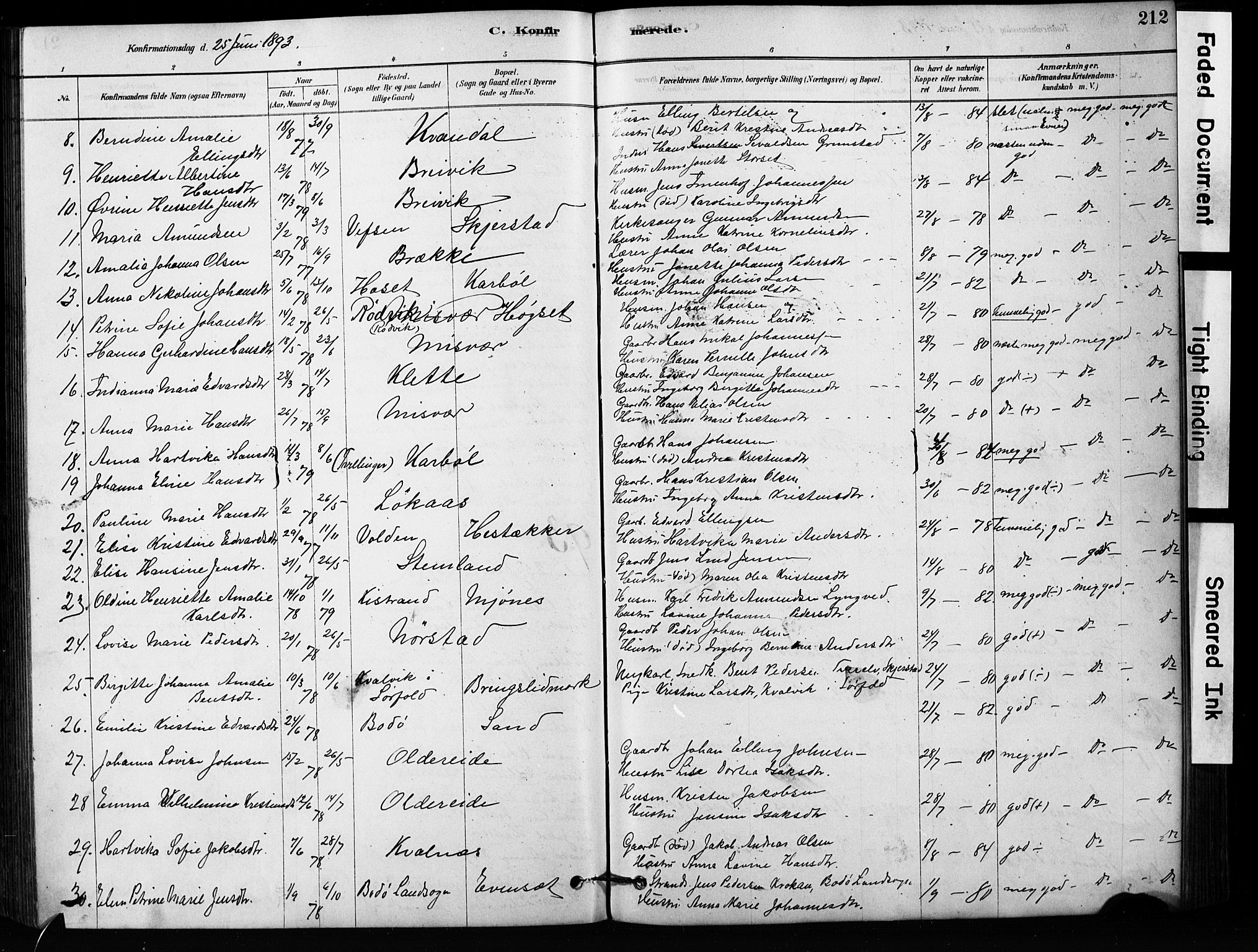 Ministerialprotokoller, klokkerbøker og fødselsregistre - Nordland, SAT/A-1459/852/L0754: Parish register (copy) no. 852C05, 1878-1894, p. 212