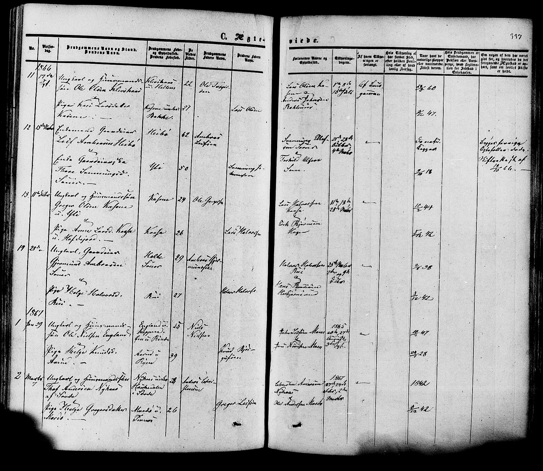 Heddal kirkebøker, SAKO/A-268/F/Fa/L0007: Parish register (official) no. I 7, 1855-1877, p. 337