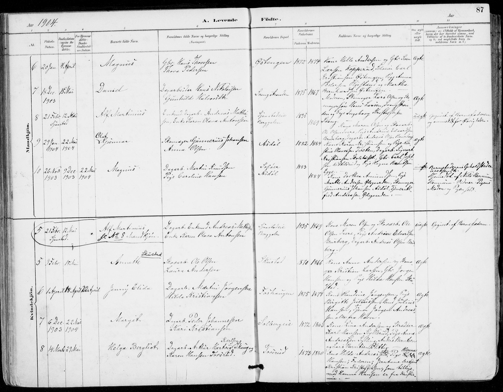 Sylling kirkebøker, AV/SAKO-A-247/F/Fa/L0001: Parish register (official) no. 1, 1883-1910, p. 87