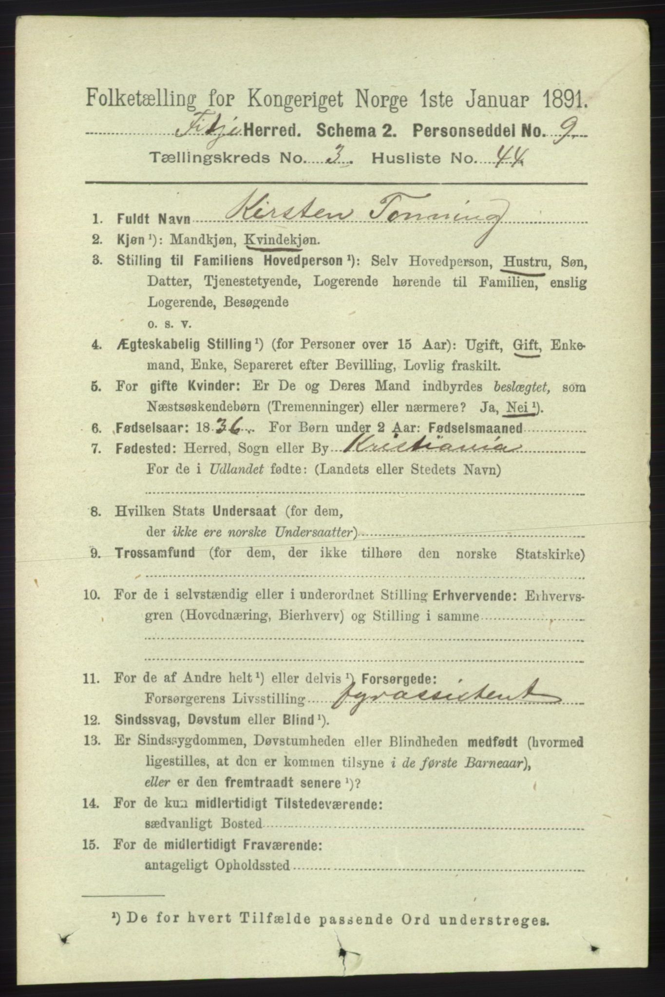 RA, 1891 census for 1222 Fitjar, 1891, p. 1280