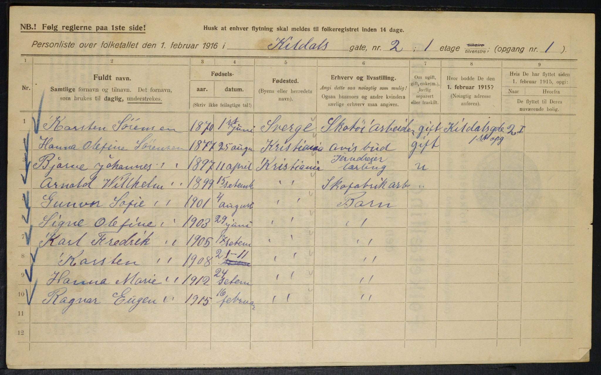 OBA, Municipal Census 1916 for Kristiania, 1916, p. 50614