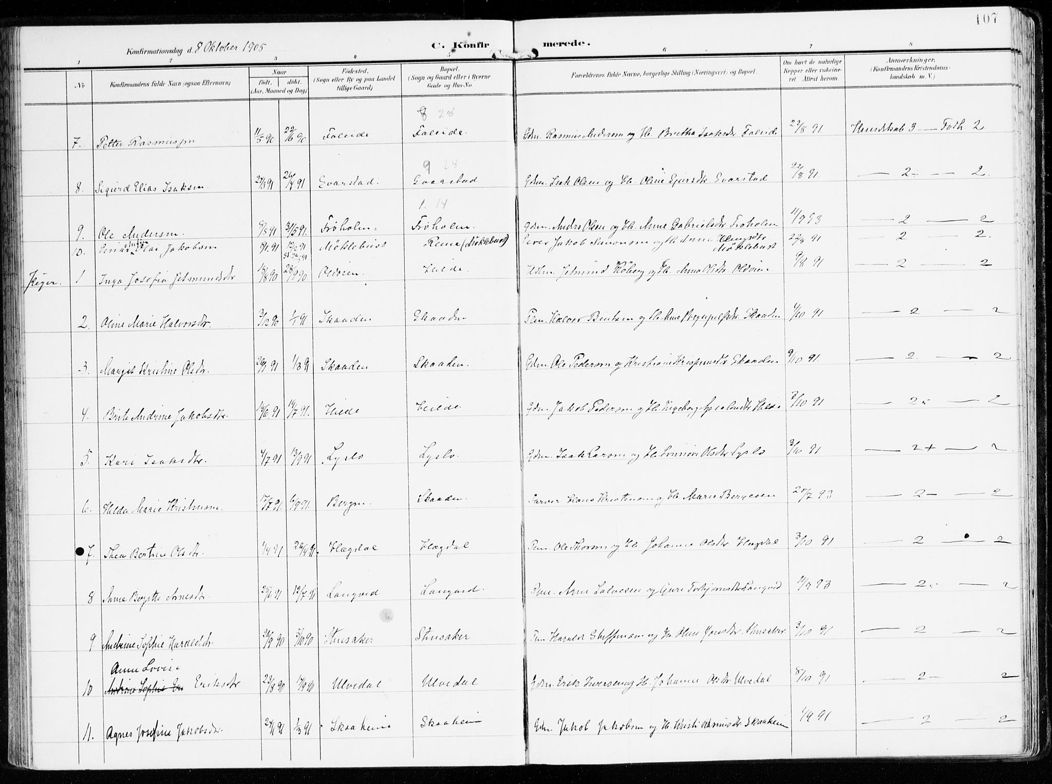 Innvik sokneprestembete, AV/SAB-A-80501: Parish register (official) no. B 2, 1903-1929, p. 107