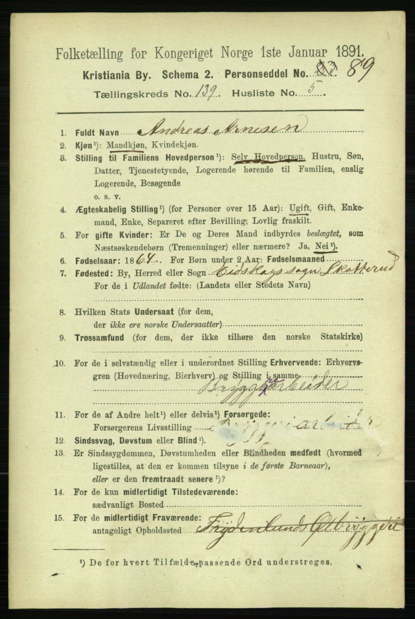 RA, 1891 census for 0301 Kristiania, 1891, p. 77296