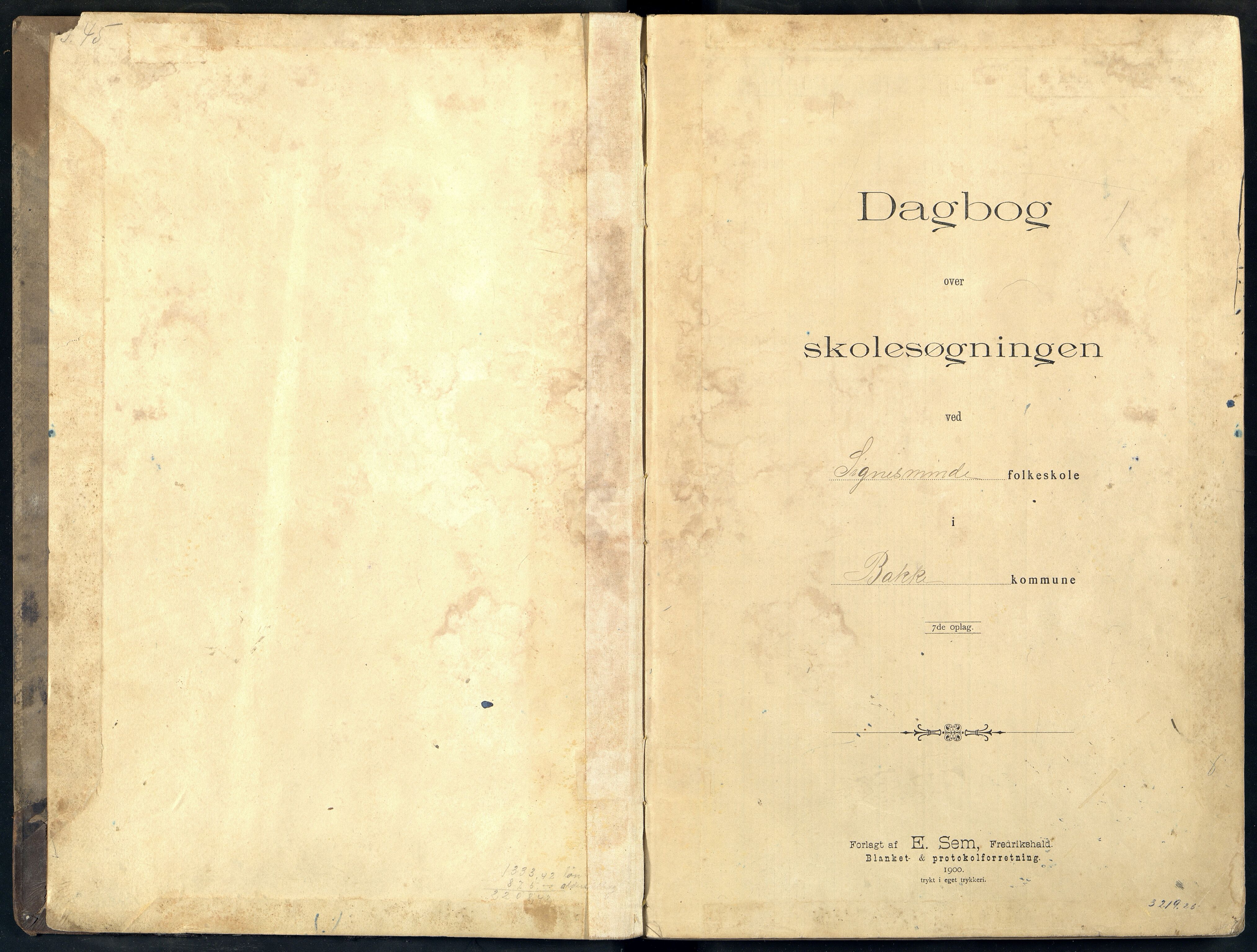 Bakke kommune - Signesminde Skole, IKAV/1004BA553/I/L0003: Dagbok, 1903-1925