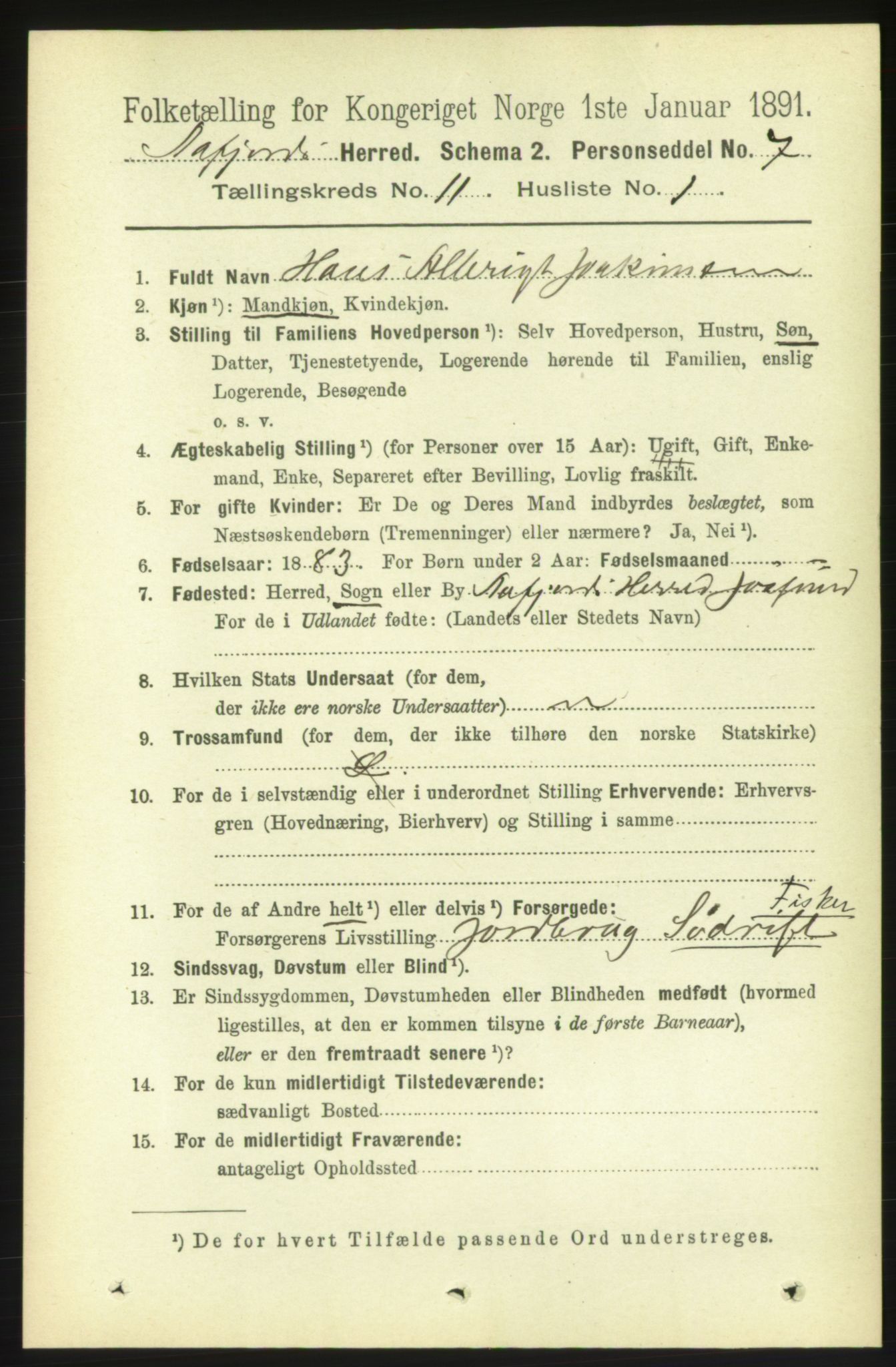 RA, 1891 census for 1630 Åfjord, 1891, p. 3309