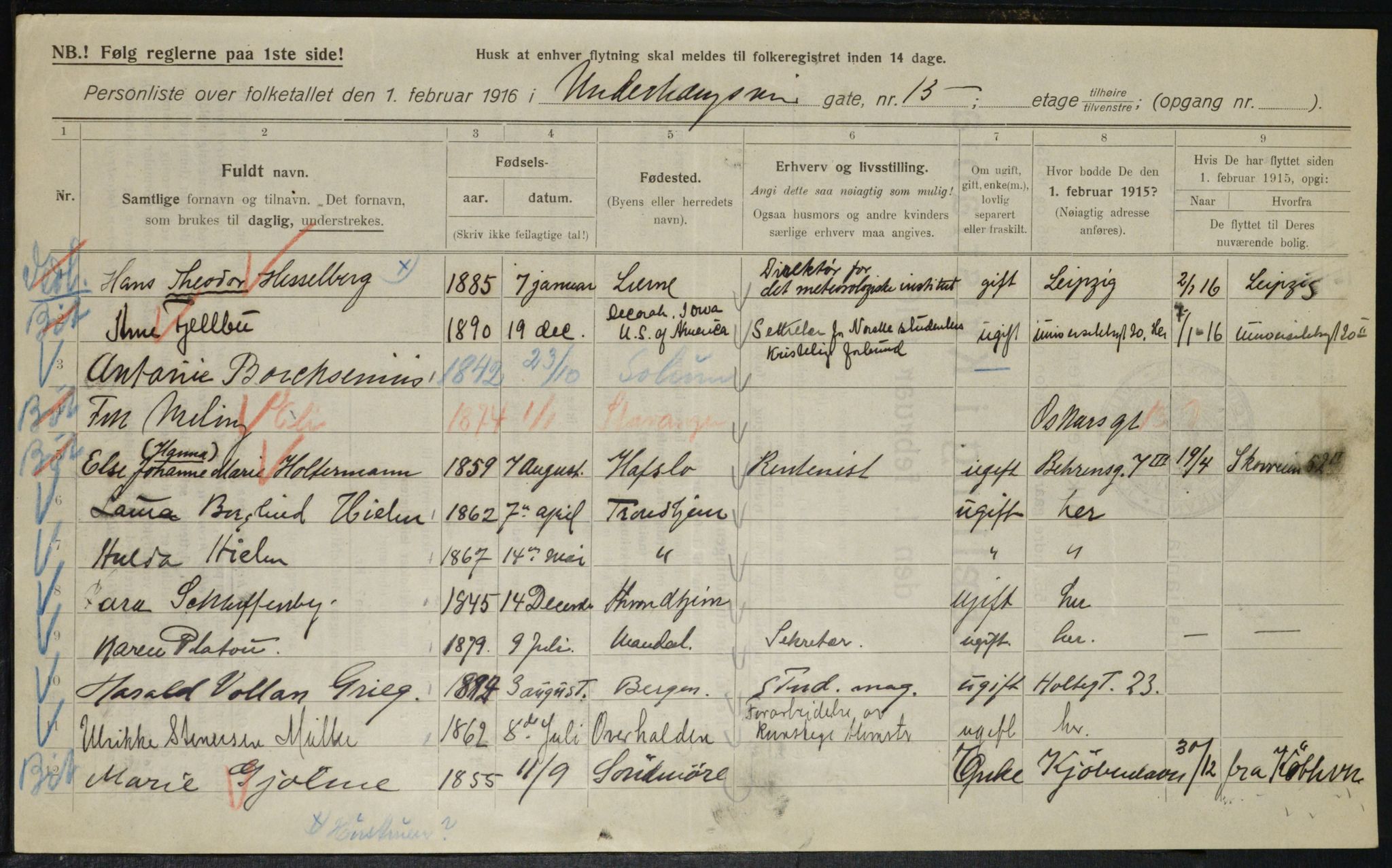 OBA, Municipal Census 1916 for Kristiania, 1916, p. 123657