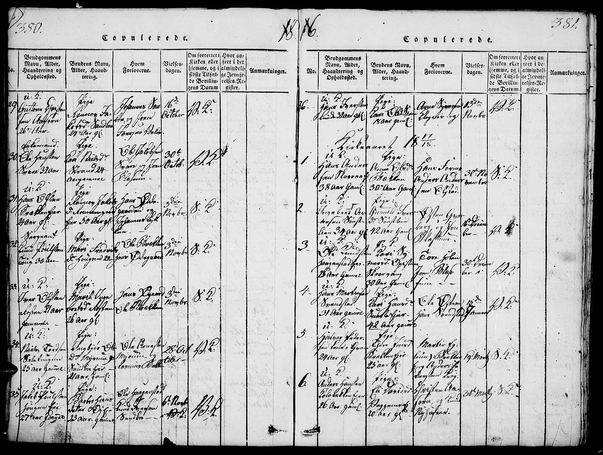 Vågå prestekontor, AV/SAH-PREST-076/H/Ha/Haa/L0003: Parish register (official) no. 3, 1815-1827, p. 380-381