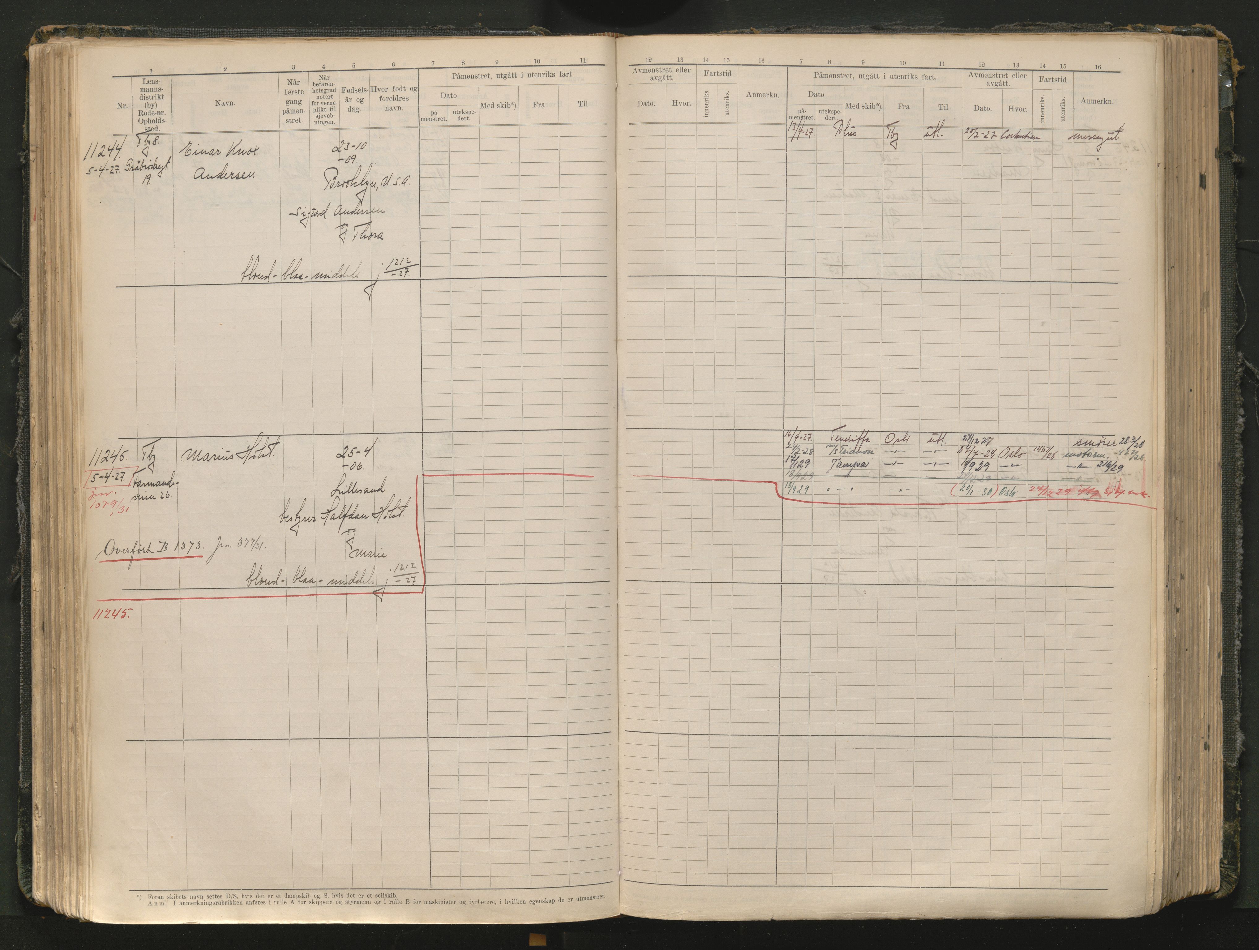 Tønsberg innrulleringskontor, AV/SAKO-A-786/F/Fc/Fcb/L0012: Hovedrulle Patent nr. 10828-12216, 1925-1948