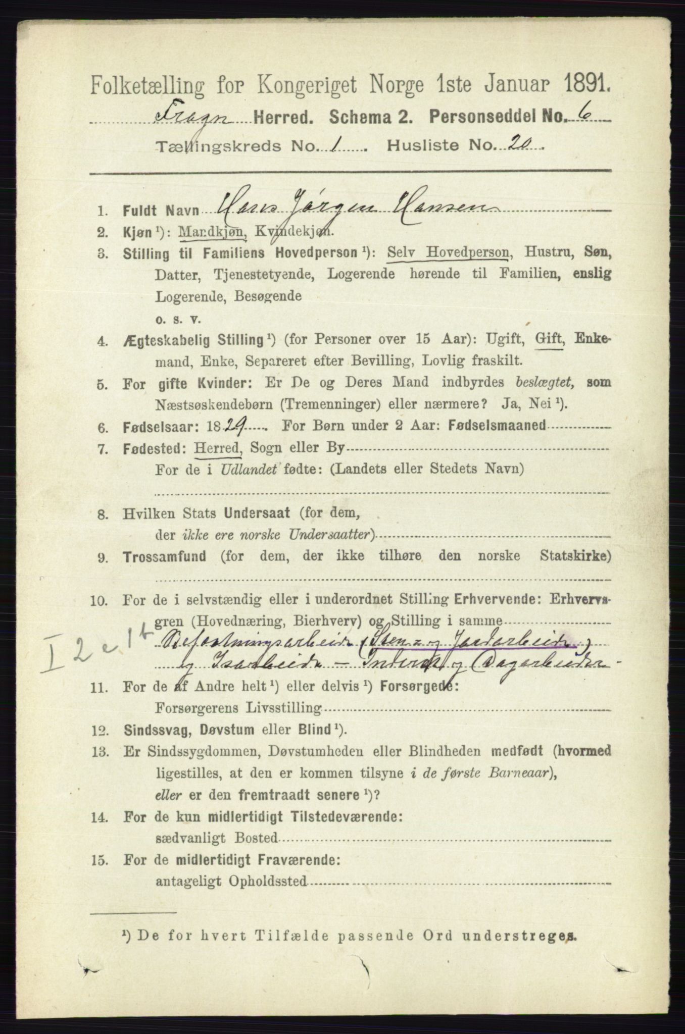 RA, 1891 census for 0215 Frogn, 1891, p. 249