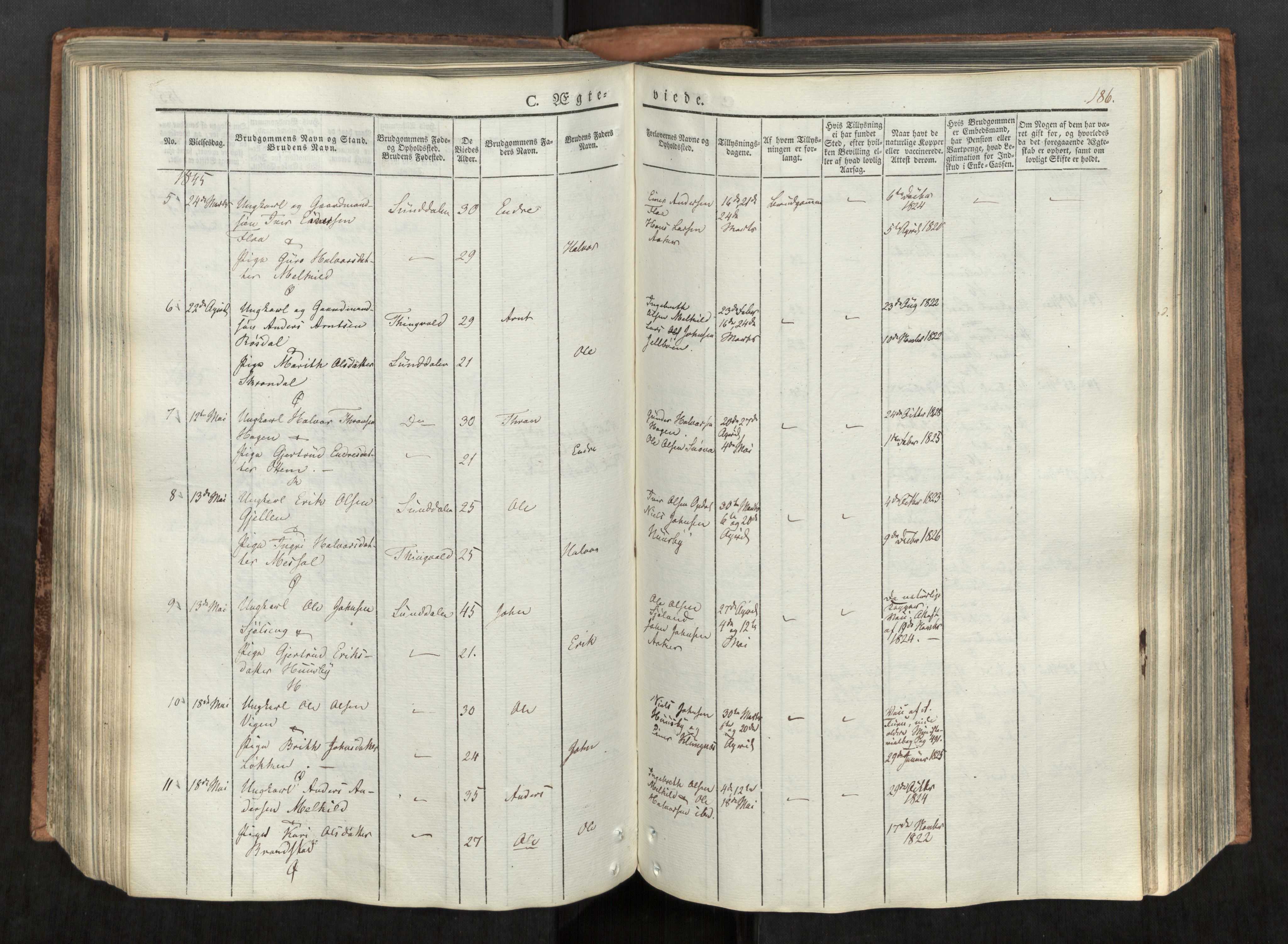 Ministerialprotokoller, klokkerbøker og fødselsregistre - Møre og Romsdal, SAT/A-1454/590/L1012: Parish register (official) no. 590A04, 1832-1846, p. 186