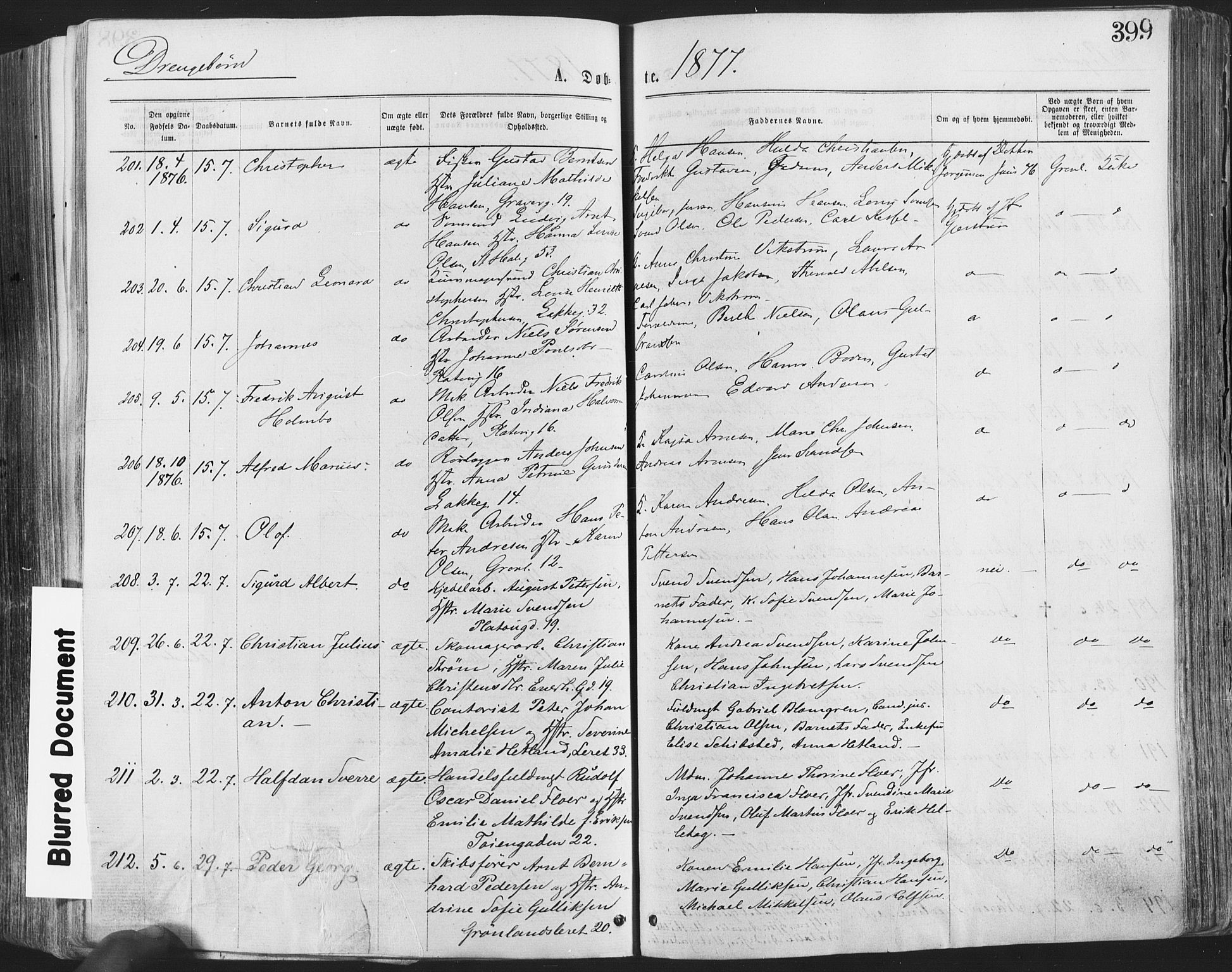 Grønland prestekontor Kirkebøker, SAO/A-10848/F/Fa/L0004: Parish register (official) no. 4, 1869-1880, p. 399