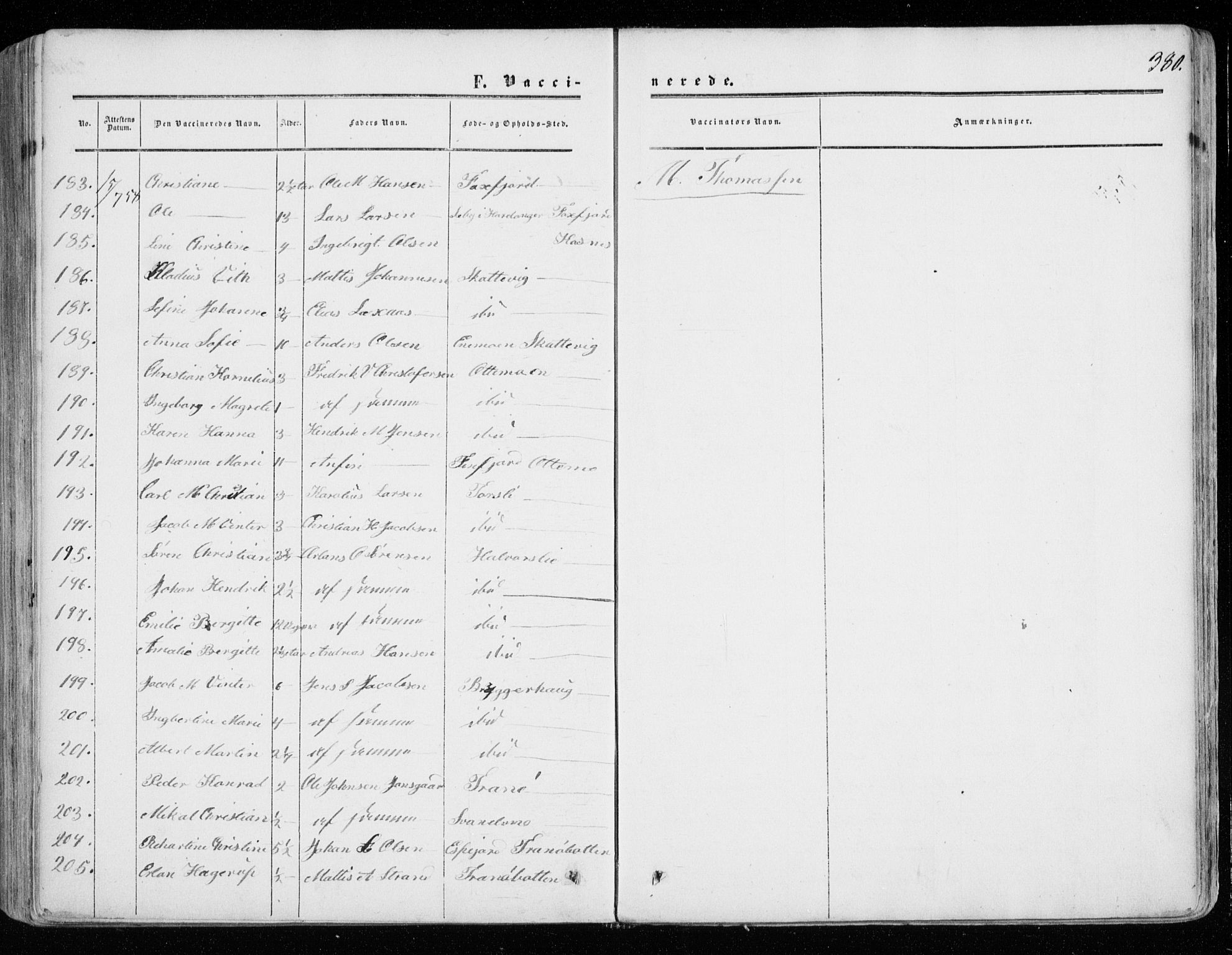 Tranøy sokneprestkontor, AV/SATØ-S-1313/I/Ia/Iaa/L0007kirke: Parish register (official) no. 7, 1856-1866, p. 380