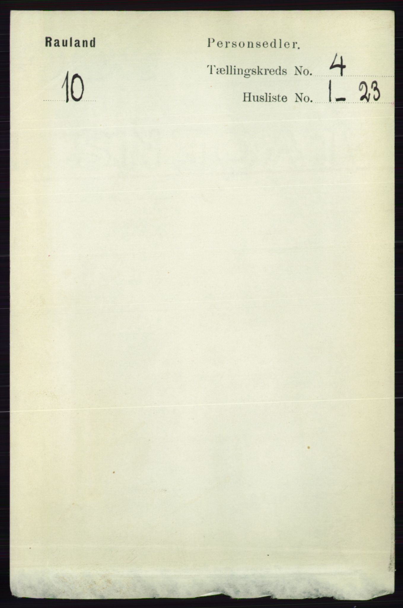 RA, 1891 census for 0835 Rauland, 1891, p. 1011