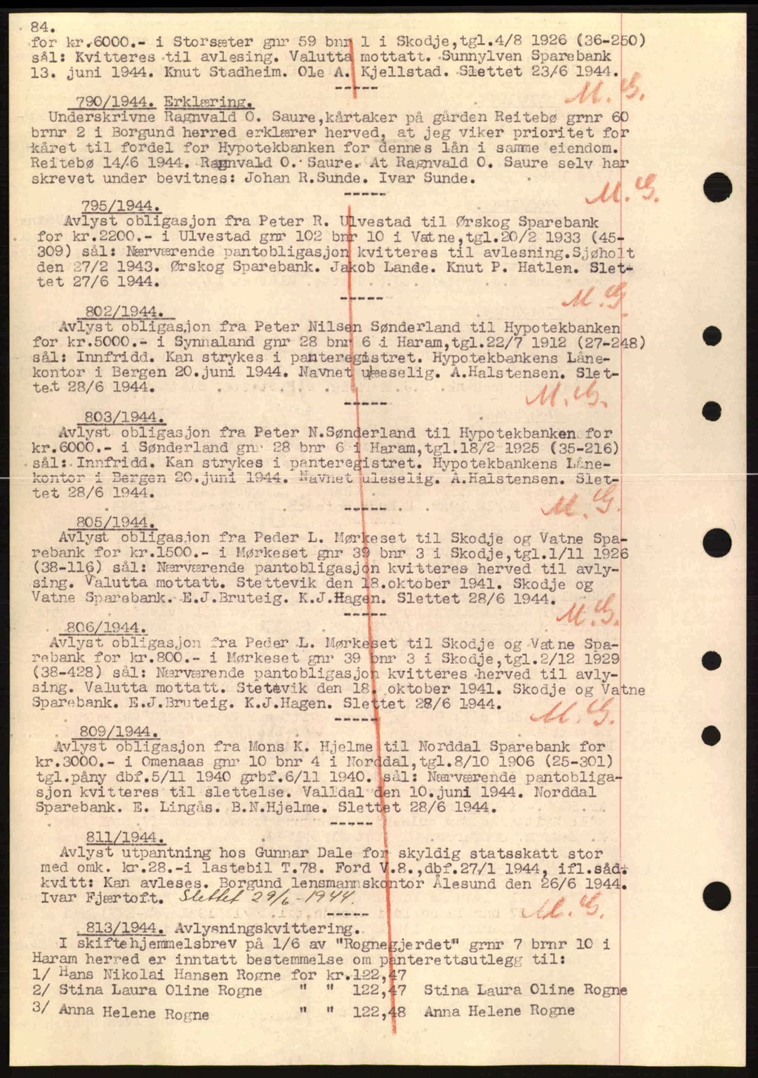 Nordre Sunnmøre sorenskriveri, SAT/A-0006/1/2/2C/2Ca: Mortgage book no. B1-6, 1938-1942, Diary no: : 790/1944
