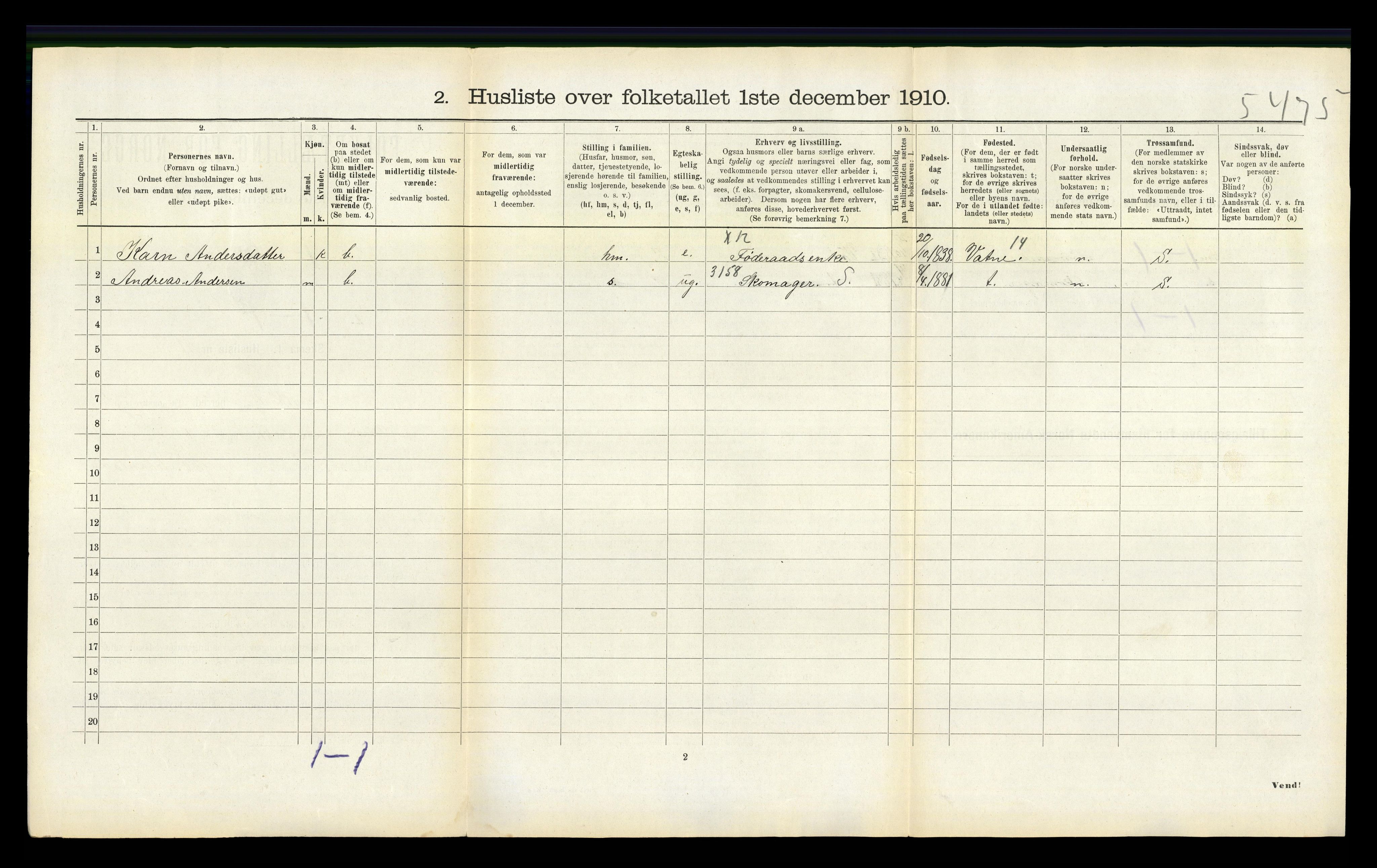 RA, 1910 census for Skodje, 1910, p. 206