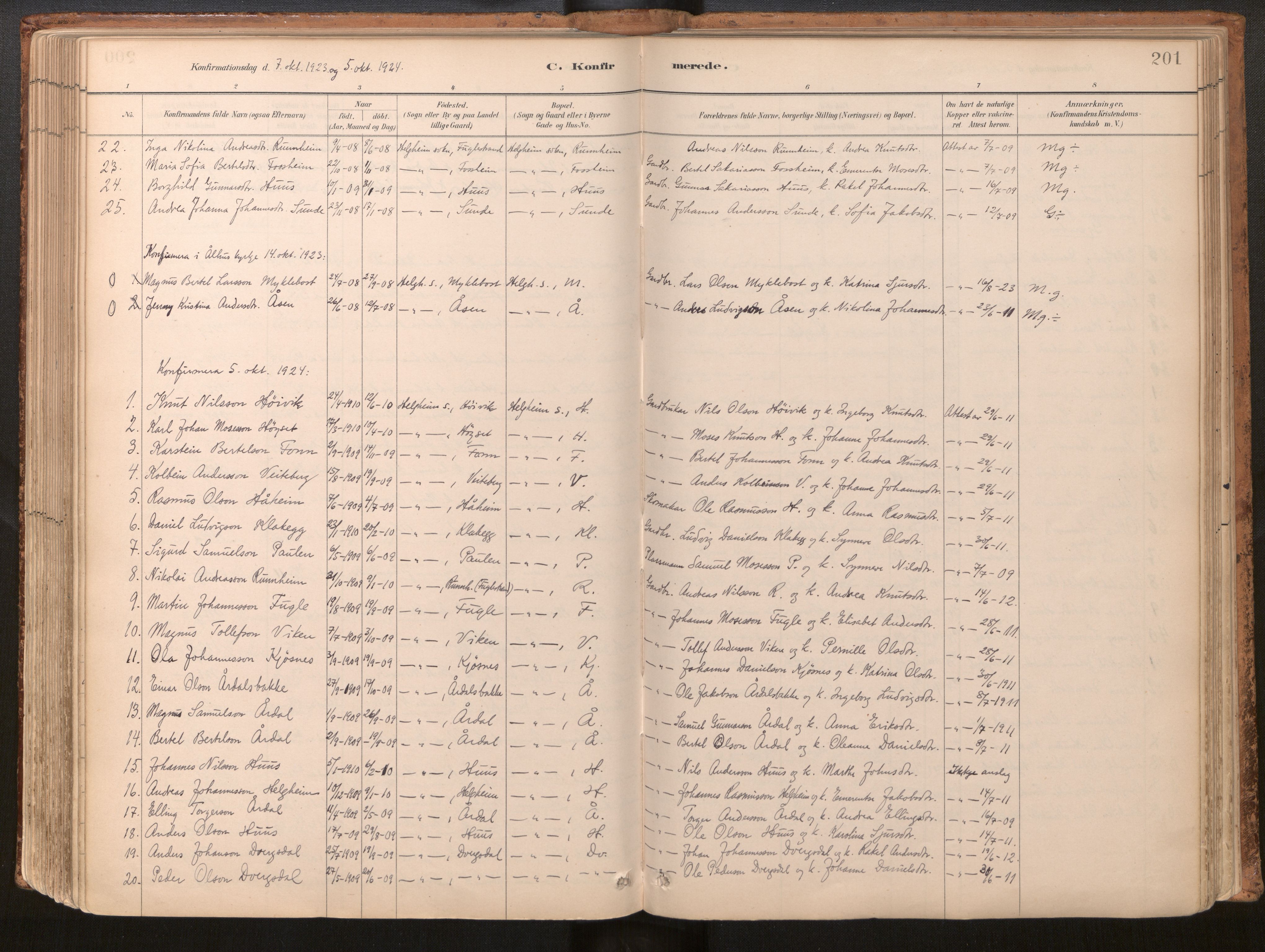 Jølster sokneprestembete, AV/SAB-A-80701/H/Haa/Haac/L0001: Parish register (official) no. C 1, 1882-1928, p. 201