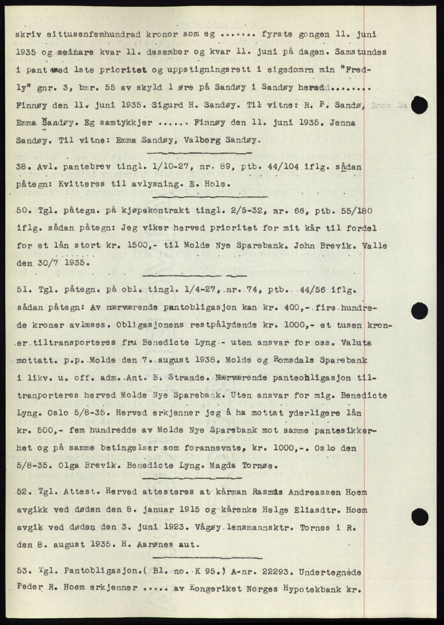 Romsdal sorenskriveri, AV/SAT-A-4149/1/2/2C/L0067: Mortgage book no. 61, 1935-1935, Deed date: 15.08.1935