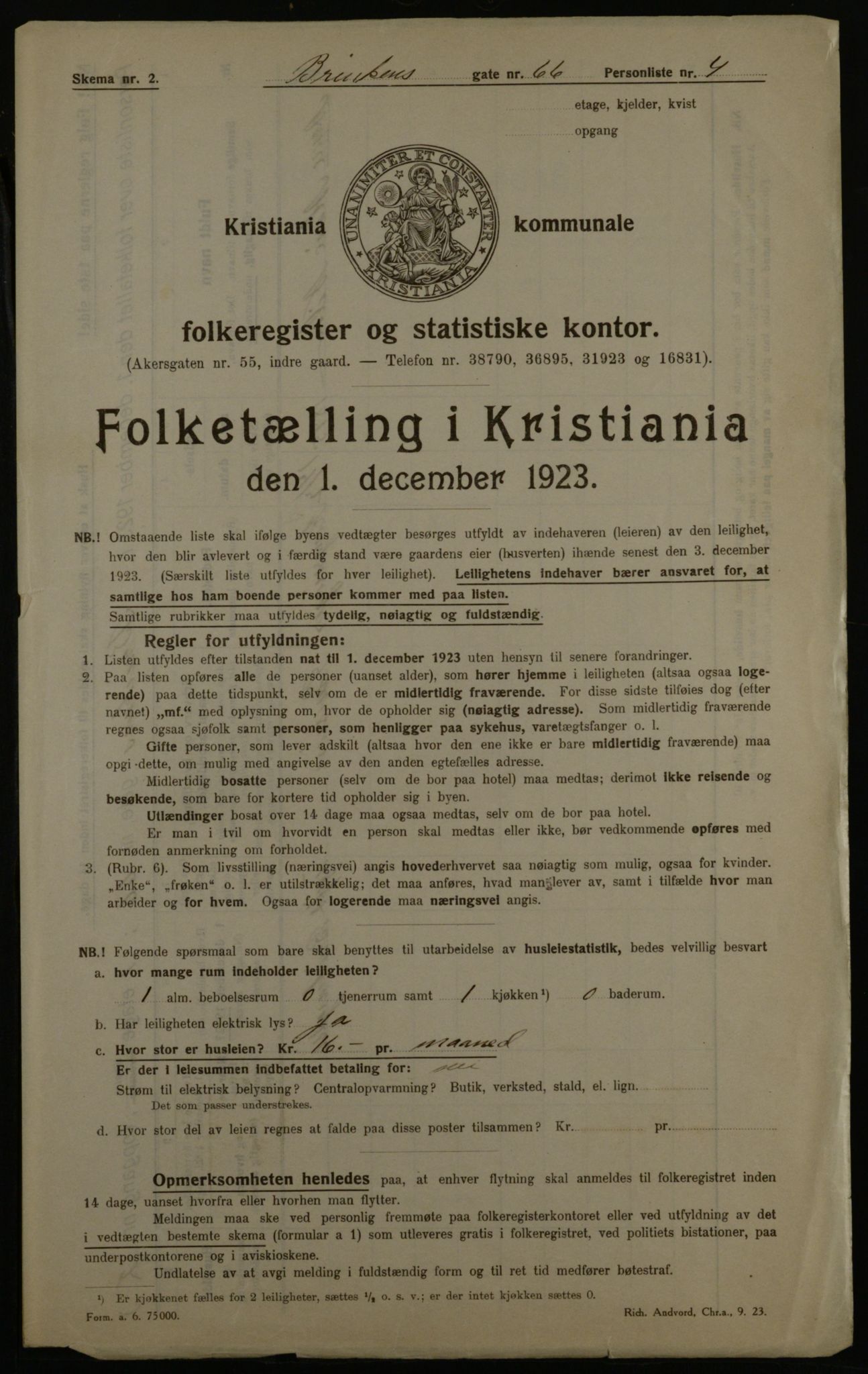 OBA, Municipal Census 1923 for Kristiania, 1923, p. 10203