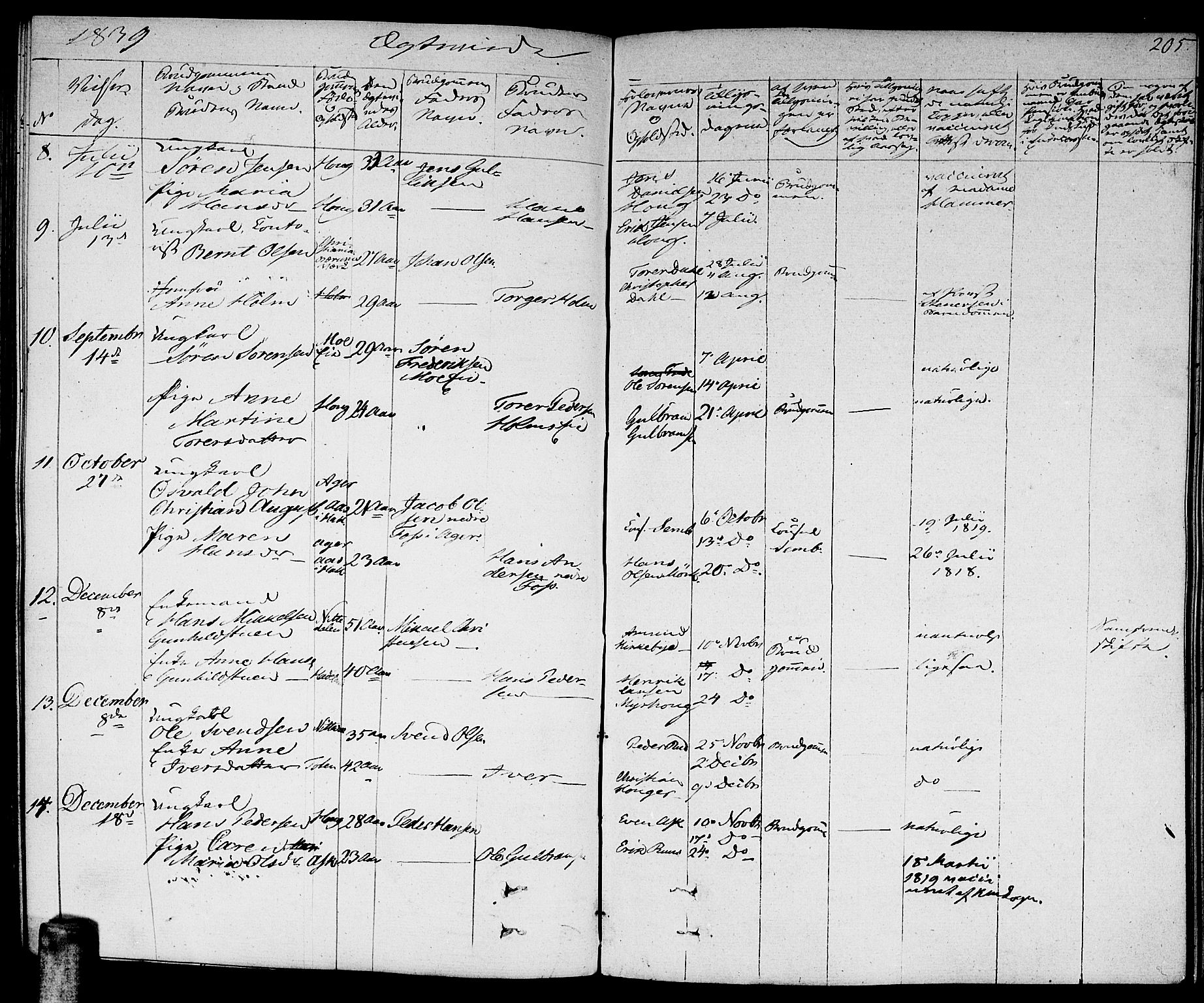 Nittedal prestekontor Kirkebøker, AV/SAO-A-10365a/F/Fa/L0004: Parish register (official) no. I 4, 1836-1849, p. 205