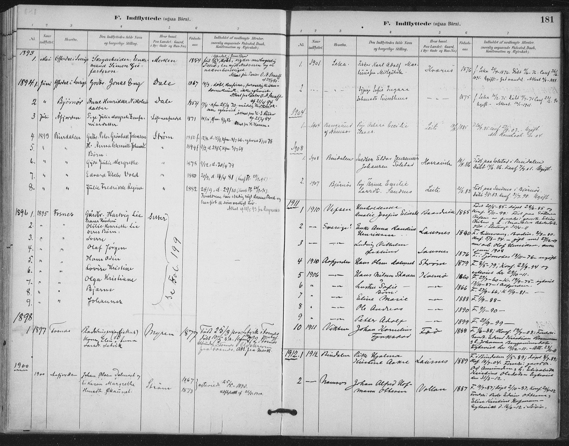 Ministerialprotokoller, klokkerbøker og fødselsregistre - Nord-Trøndelag, SAT/A-1458/772/L0603: Parish register (official) no. 772A01, 1885-1912, p. 181