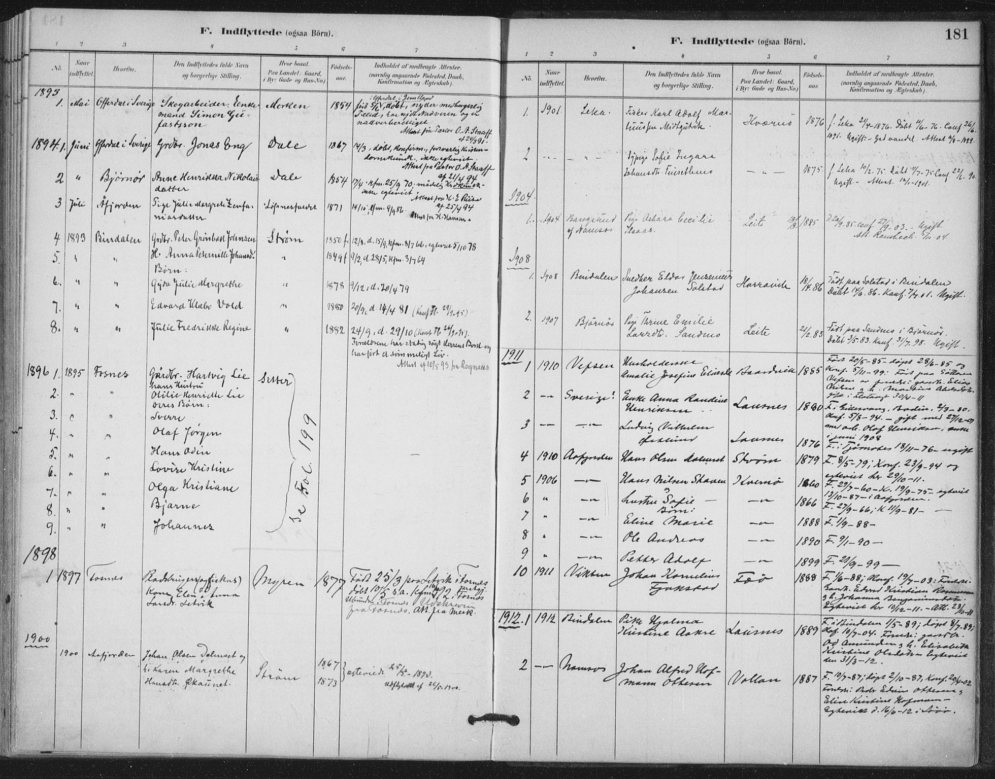 Ministerialprotokoller, klokkerbøker og fødselsregistre - Nord-Trøndelag, AV/SAT-A-1458/772/L0603: Parish register (official) no. 772A01, 1885-1912, p. 181