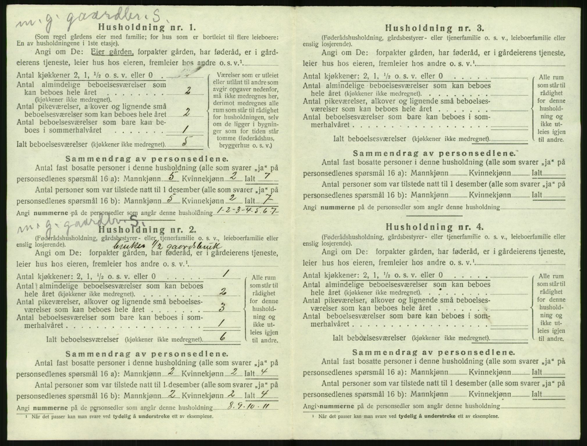 SAT, 1920 census for Sunnylven, 1920, p. 301