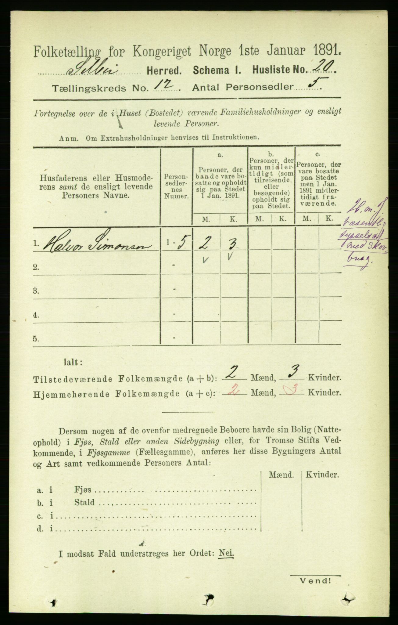 RA, 1891 census for 1664 Selbu, 1891, p. 4391