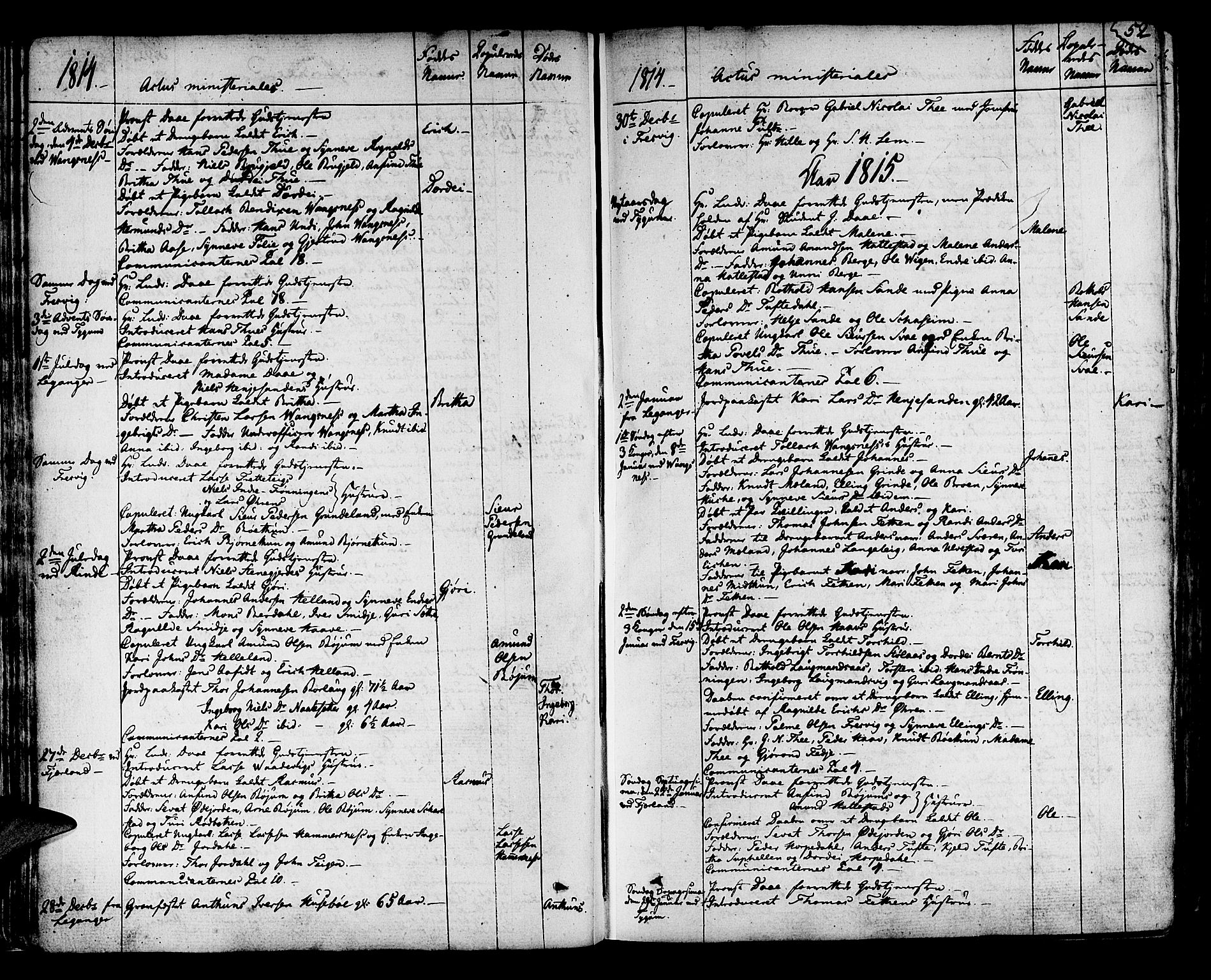 Leikanger sokneprestembete, SAB/A-81001: Parish register (official) no. A 6, 1810-1838, p. 52