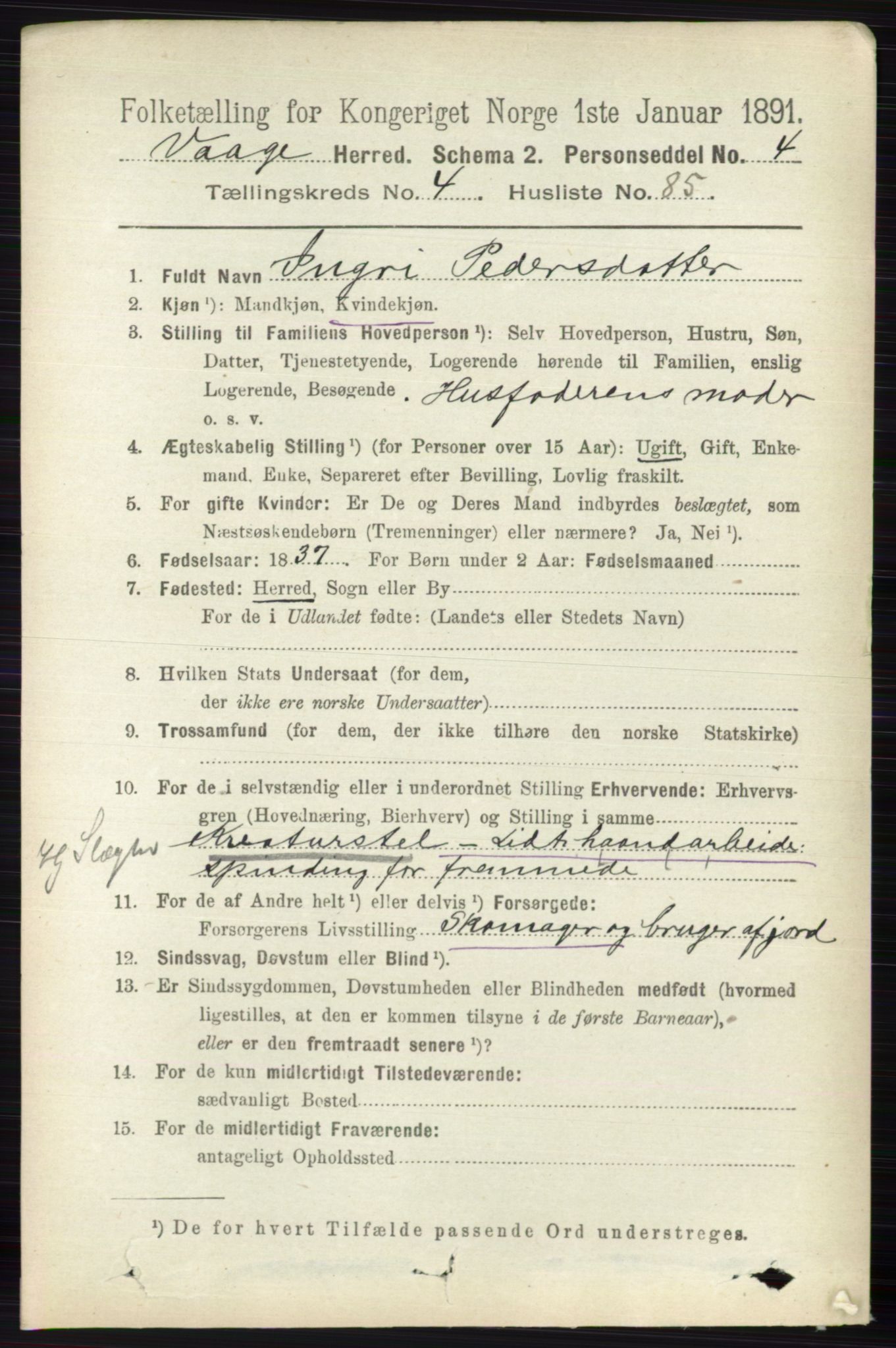 RA, 1891 census for 0515 Vågå, 1891, p. 3258