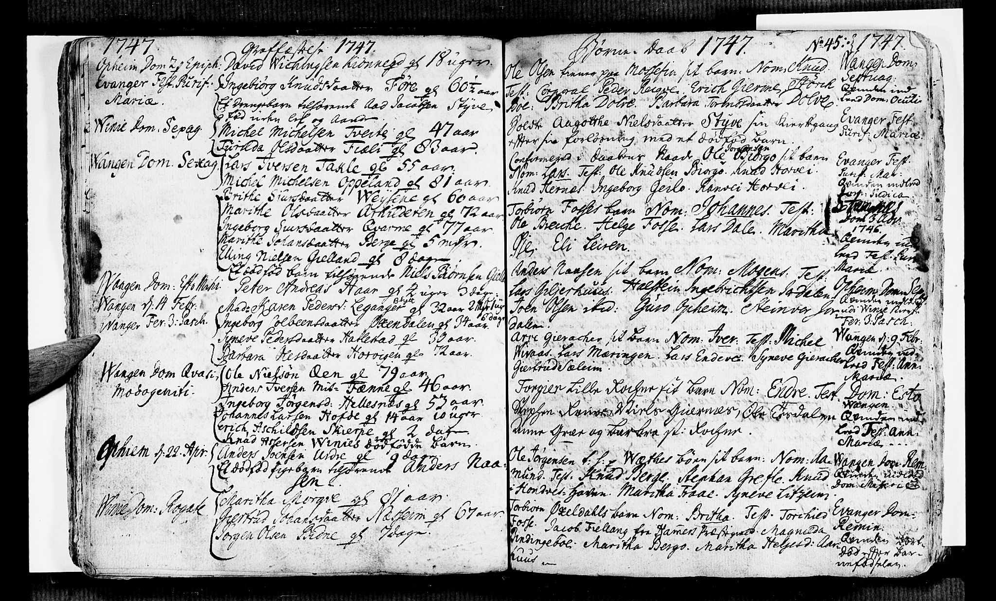 Voss sokneprestembete, AV/SAB-A-79001/H/Haa: Parish register (official) no. A 6, 1744-1752, p. 45