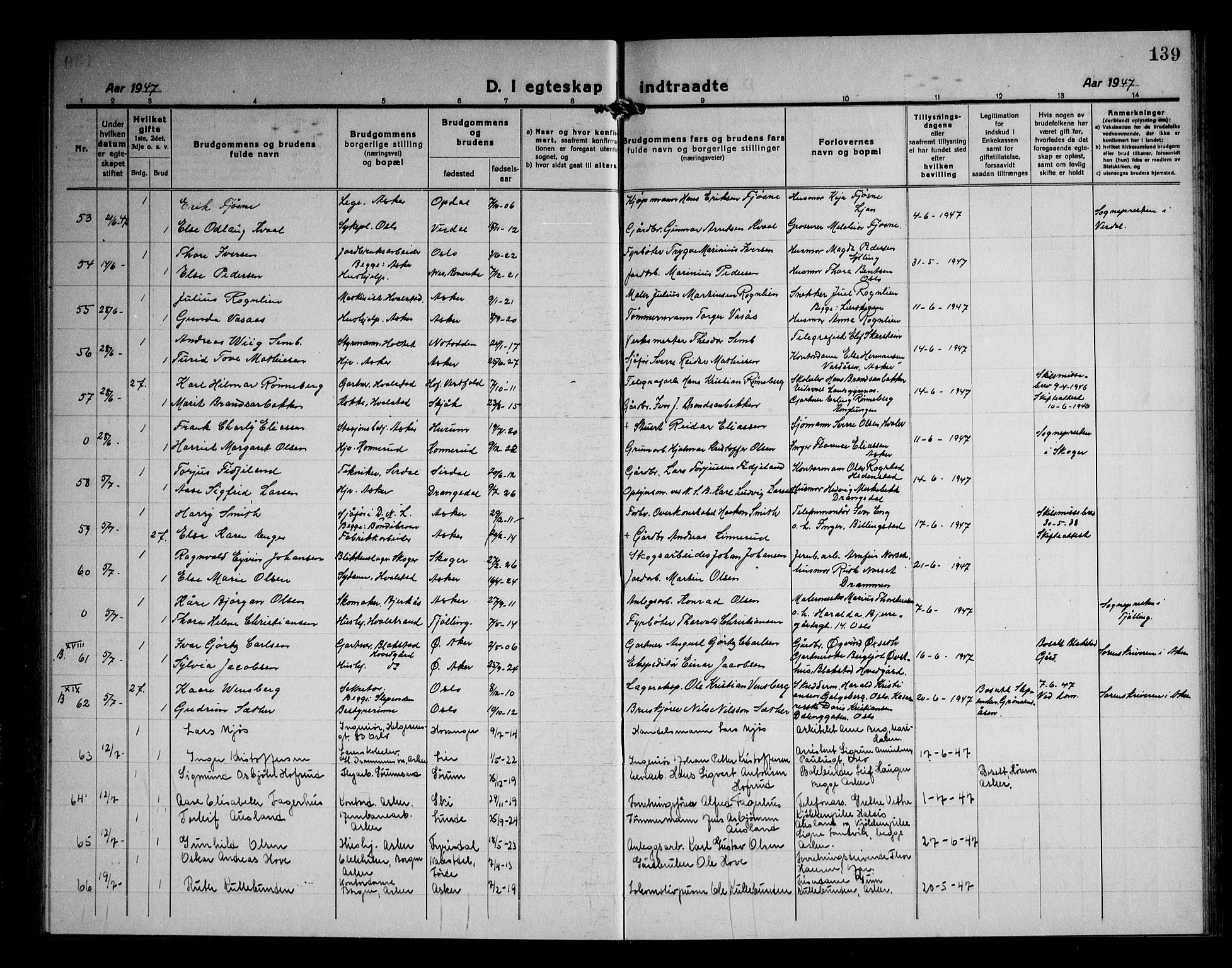 Asker prestekontor Kirkebøker, AV/SAO-A-10256a/F/Fa/L0020: Parish register (official) no. I 20, 1918-1948, p. 139